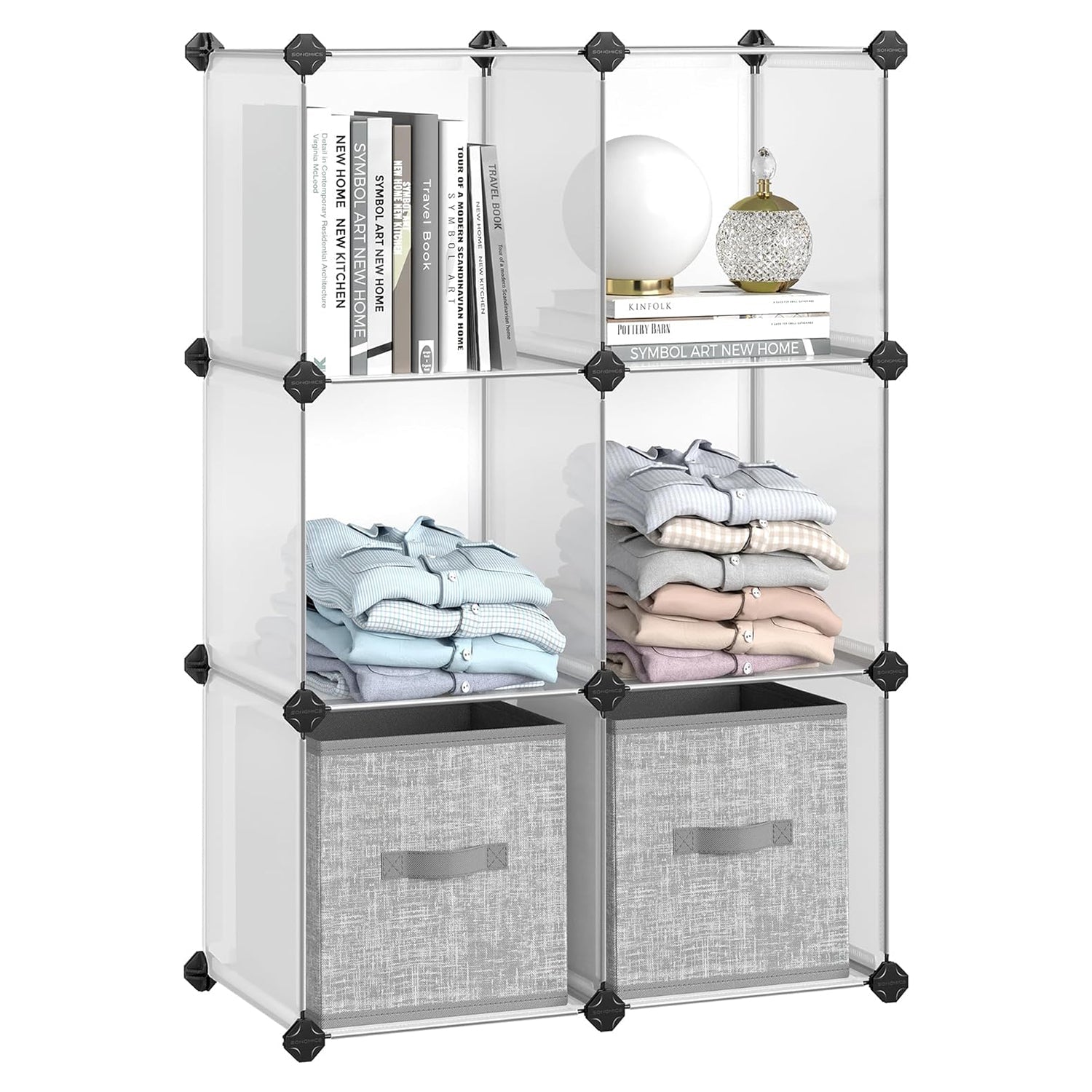 Organizator sa 6 kockastih polica za odlaganje, 93x31x93 cm, bijeli | SONGMICS-vitahome.hr