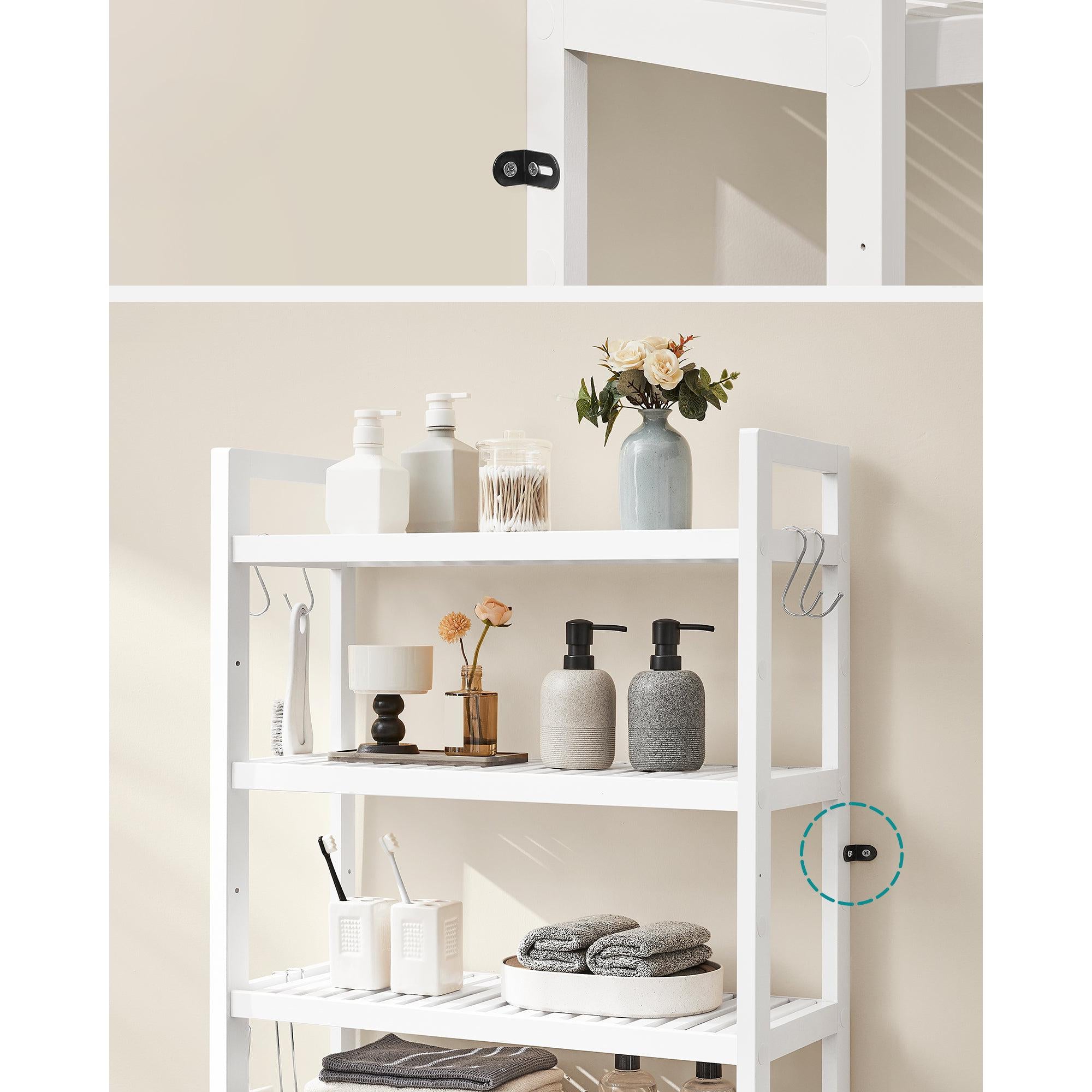 Organizator za kupaonicu iznad WC-a na 4 razine, 26 x 63 x 185 cm, bijeli | SONGMICS-vitahome.hr