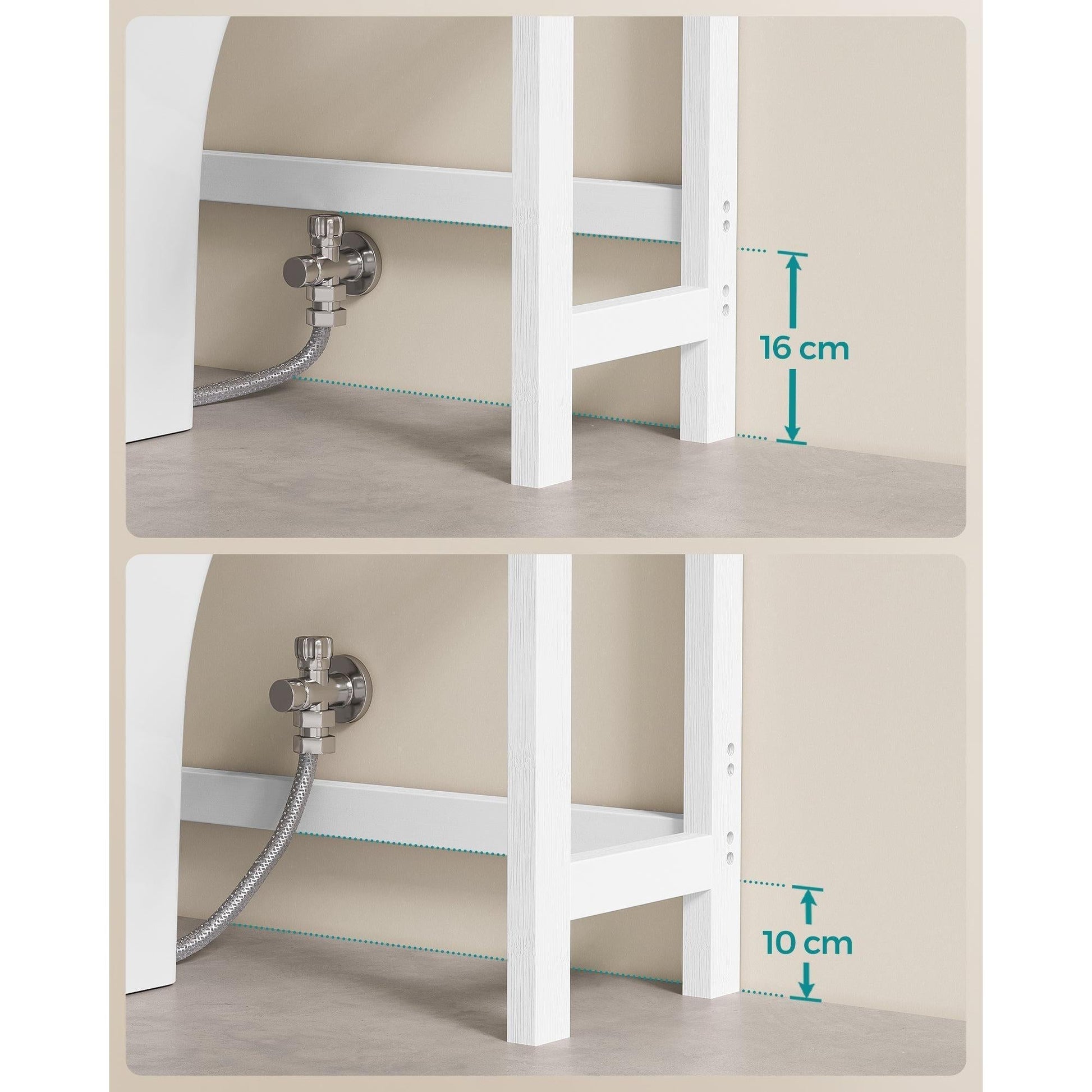 Organizator za kupaonicu iznad WC-a na 4 razine, 26 x 63 x 185 cm, bijeli | SONGMICS-vitahome.hr