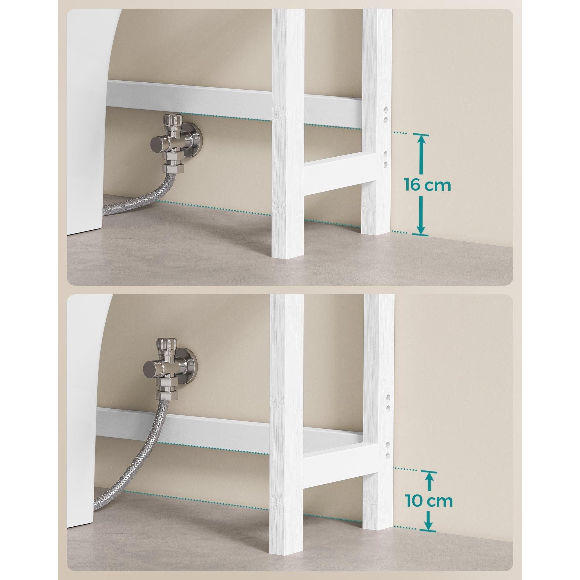 Organizator za kupaonicu iznad WC-a na 4 razine, 26 x 63 x 185 cm, bijeli | SONGMICS-vitahome.hr