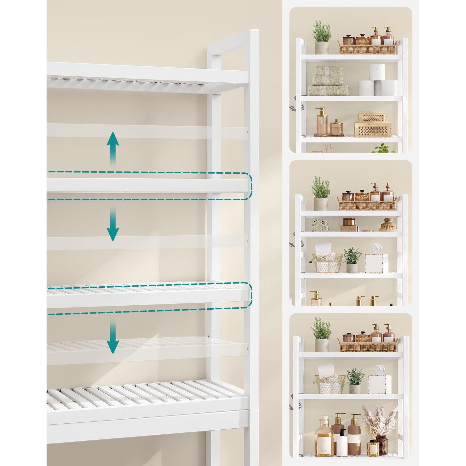 Organizator za kupaonicu iznad WC-a na 4 razine, 26 x 63 x 185 cm, bijeli | SONGMICS-vitahome.hr