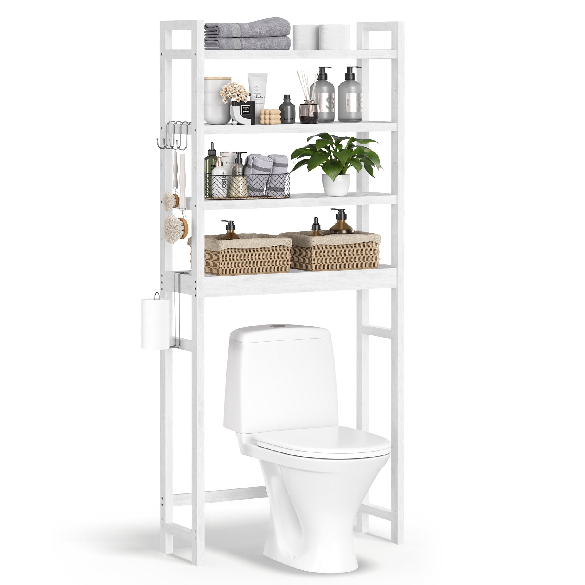 Organizator za kupaonicu iznad WC-a na 4 razine, 26 x 63 x 185 cm, bijeli | SONGMICS-vitahome.hr
