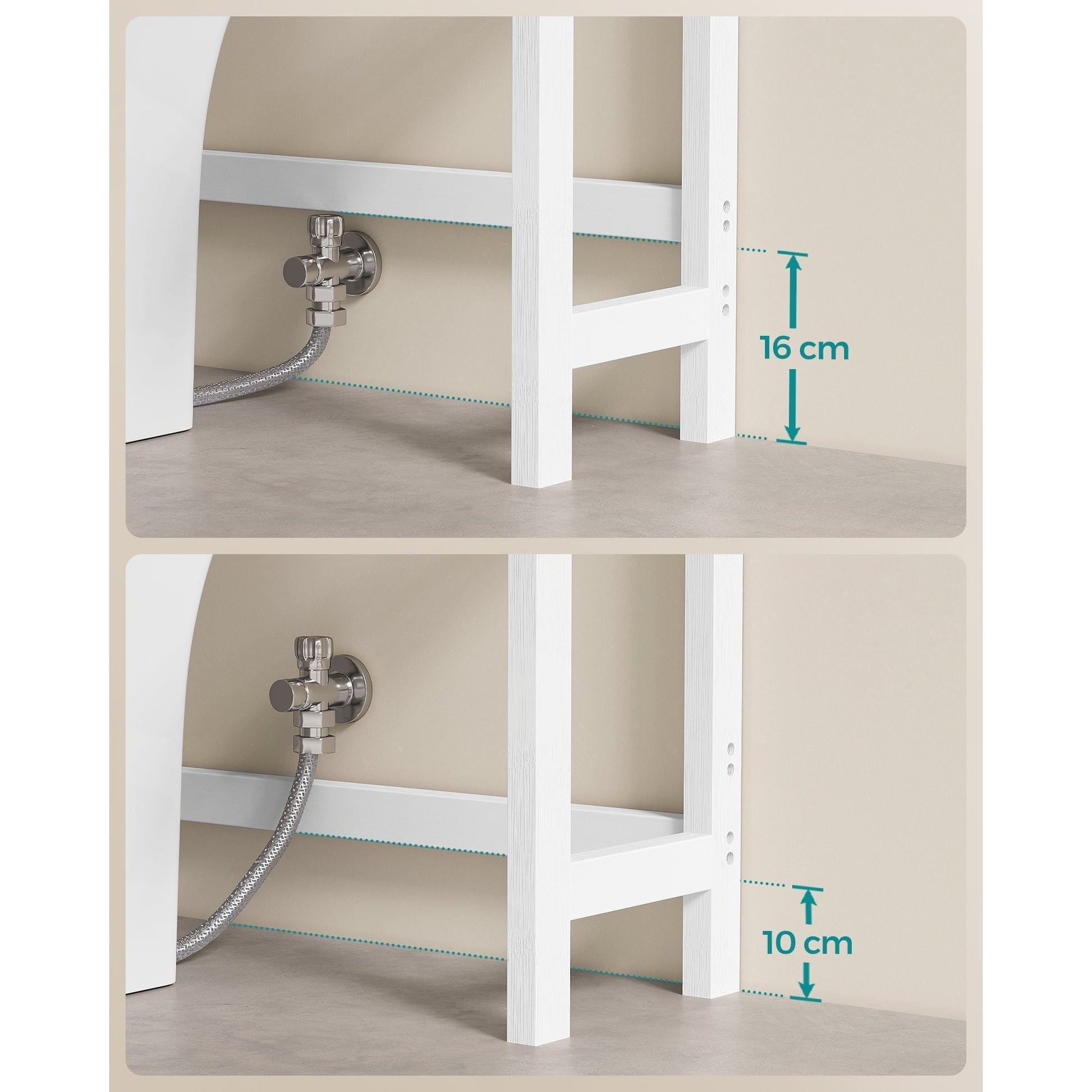 Organizator za kupaonicu iznad WC-a na 4 razine, 26 x 63 x 185 cm, bijeli | SONGMICS-vitahome.hr