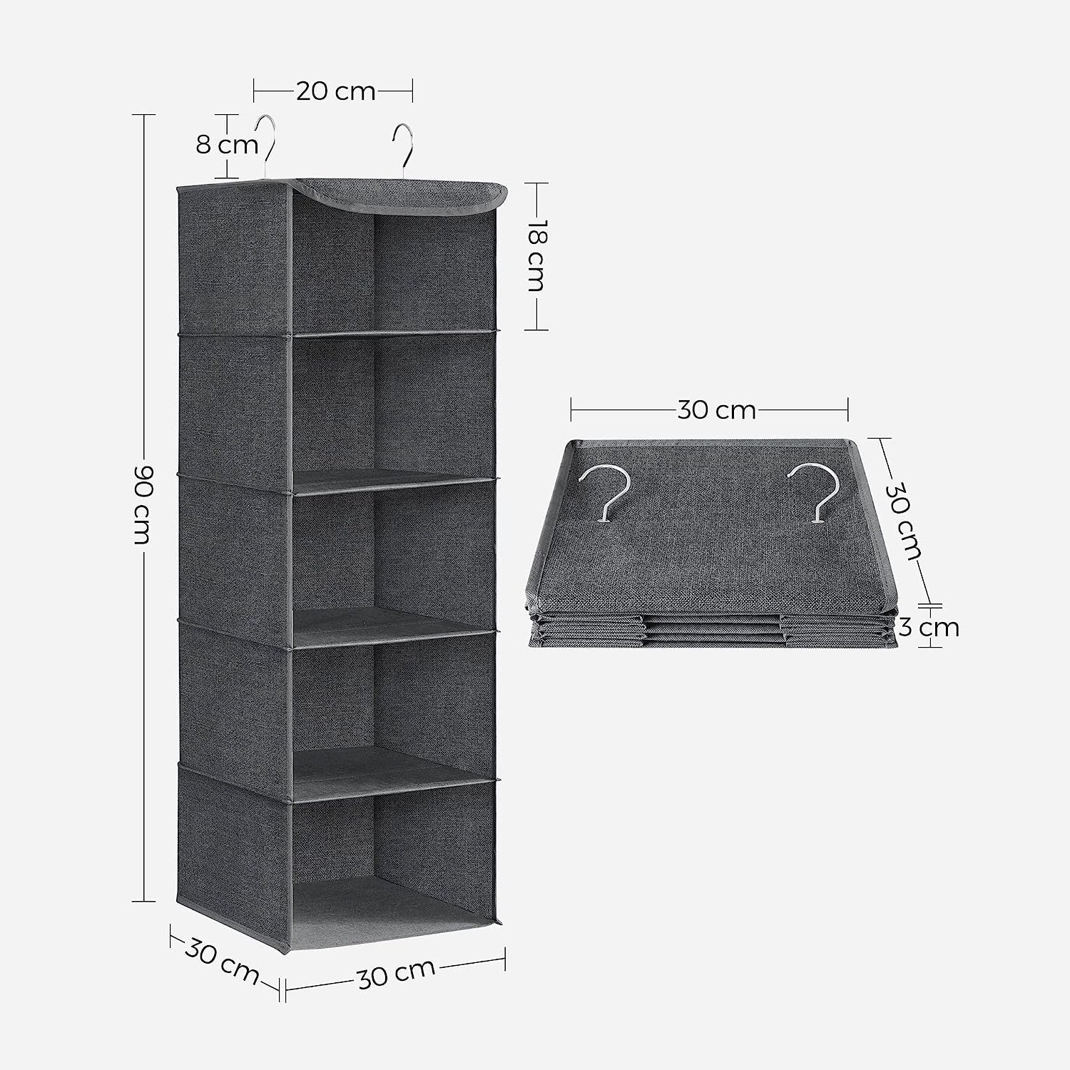 Organizator za odjeću u ormaru 30 x 90 x 30 cm, sivi | SONGMICS-vitahome.hr