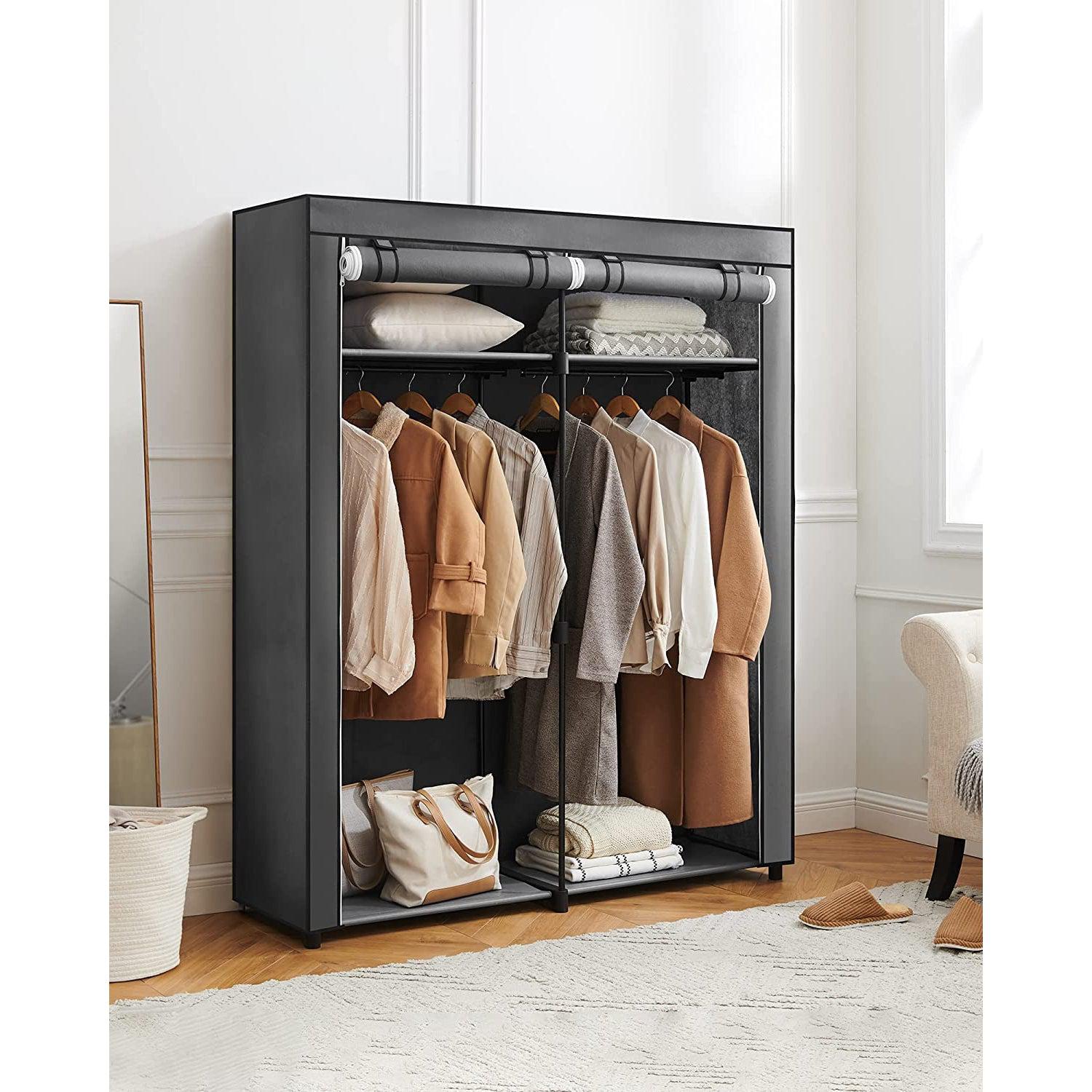 Organizator za odlaganje odjeće, mobilni platneni ormar s vješalicama 140 x 43 x 174 cm, sivi | SONGMICS-vitahome.hr