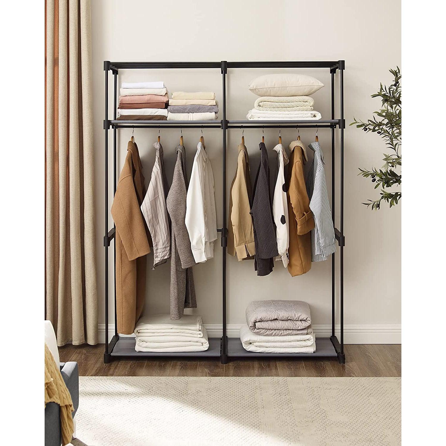 Organizator za odlaganje odjeće, mobilni platneni ormar s vješalicama 140 x 43 x 174 cm, sivi | SONGMICS-vitahome.hr