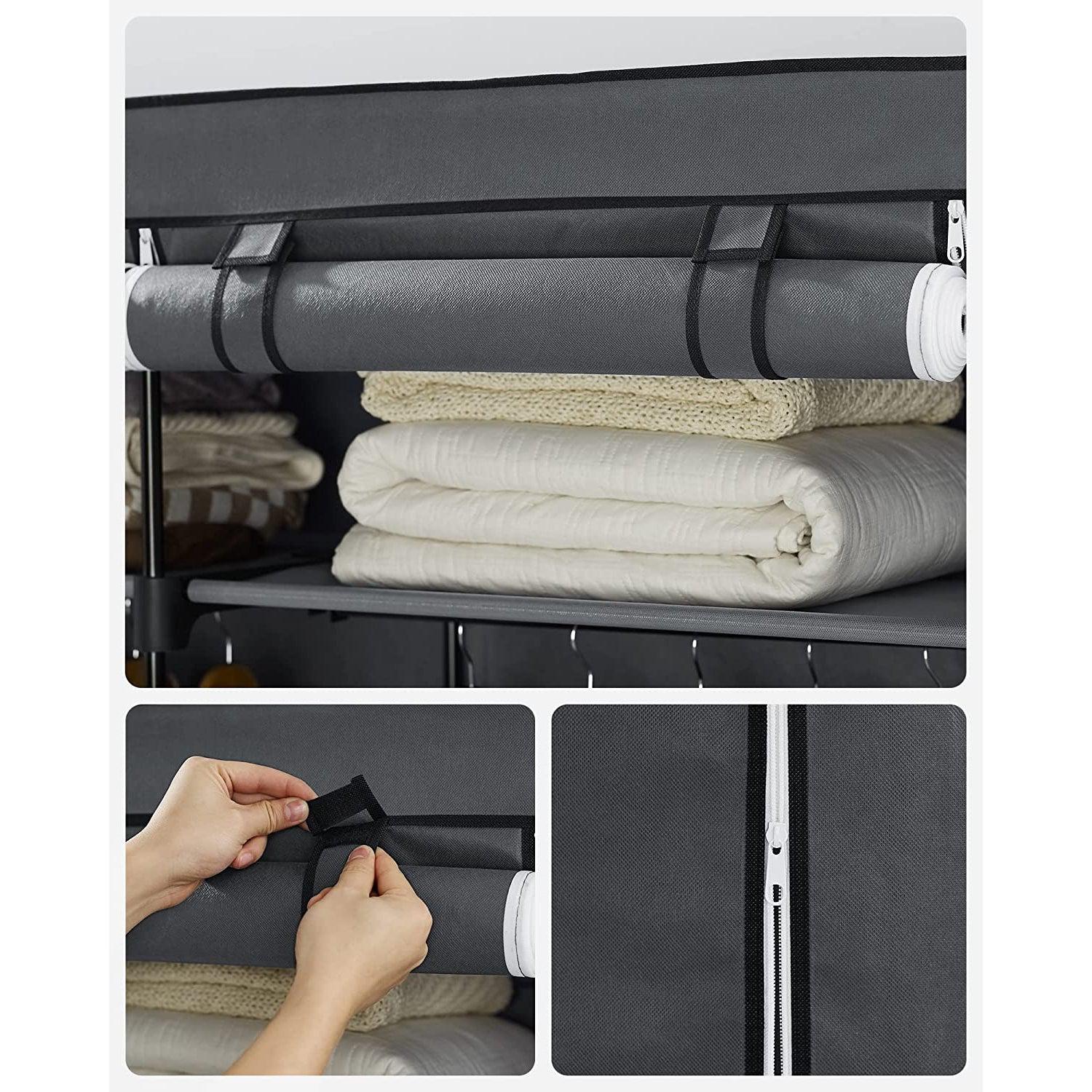 Organizator za odlaganje odjeće, mobilni platneni ormar s vješalicama 140 x 43 x 174 cm, sivi | SONGMICS-vitahome.hr