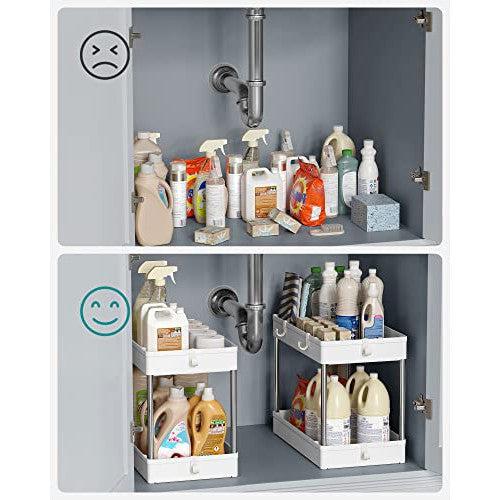 Organizator za pohranu ispod sudopera na 2 nivoa, 40 x 22 x 31 cm, bijeli | SONGMICS-vitahome.hr