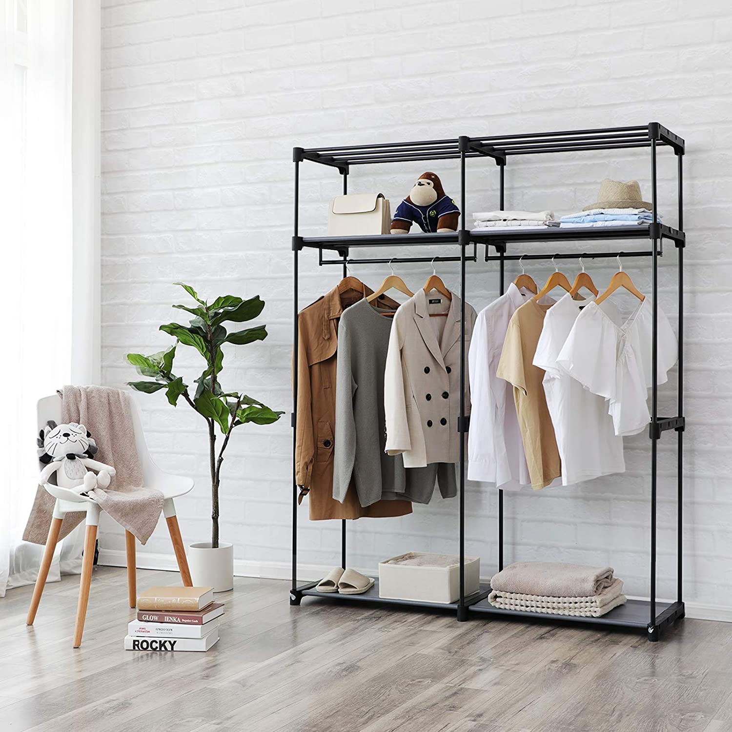 Ormar od tkanine, mobilni ormar, 140 x 43 x 174 cm, crni | SONGMICS-vitahome.hr