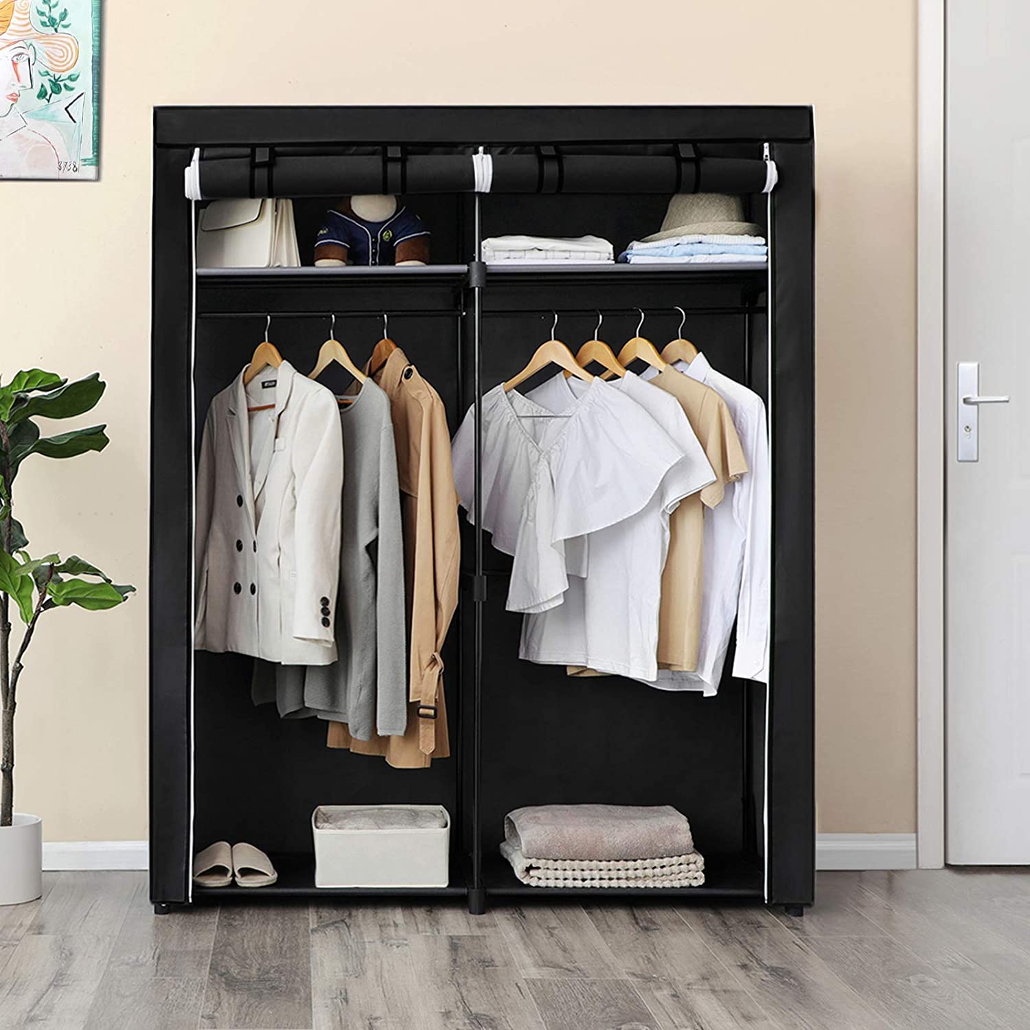 Ormar od tkanine, mobilni ormar, 140 x 43 x 174 cm, crni | SONGMICS-vitahome.hr