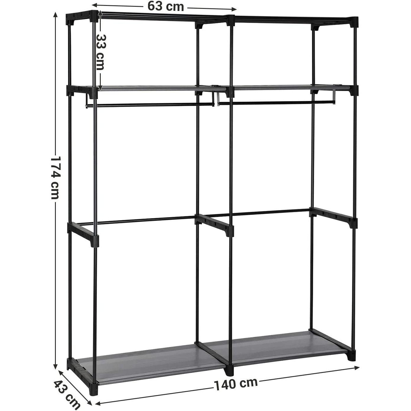 Ormar od tkanine, mobilni ormar, 140 x 43 x 174 cm, crni | SONGMICS-vitahome.hr