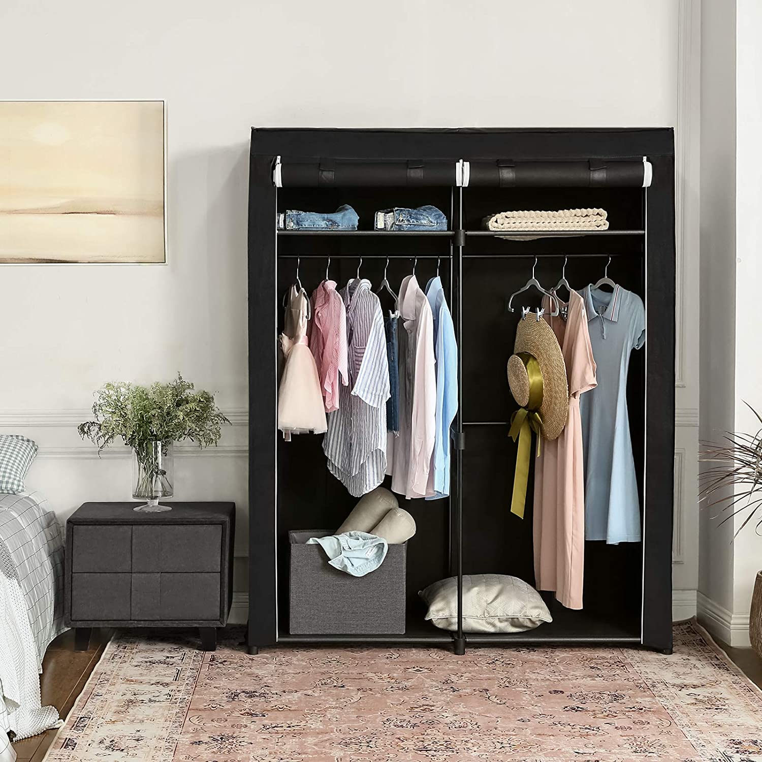 Ormar od tkanine, mobilni ormar, 140 x 43 x 174 cm, crni | SONGMICS-vitahome.hr