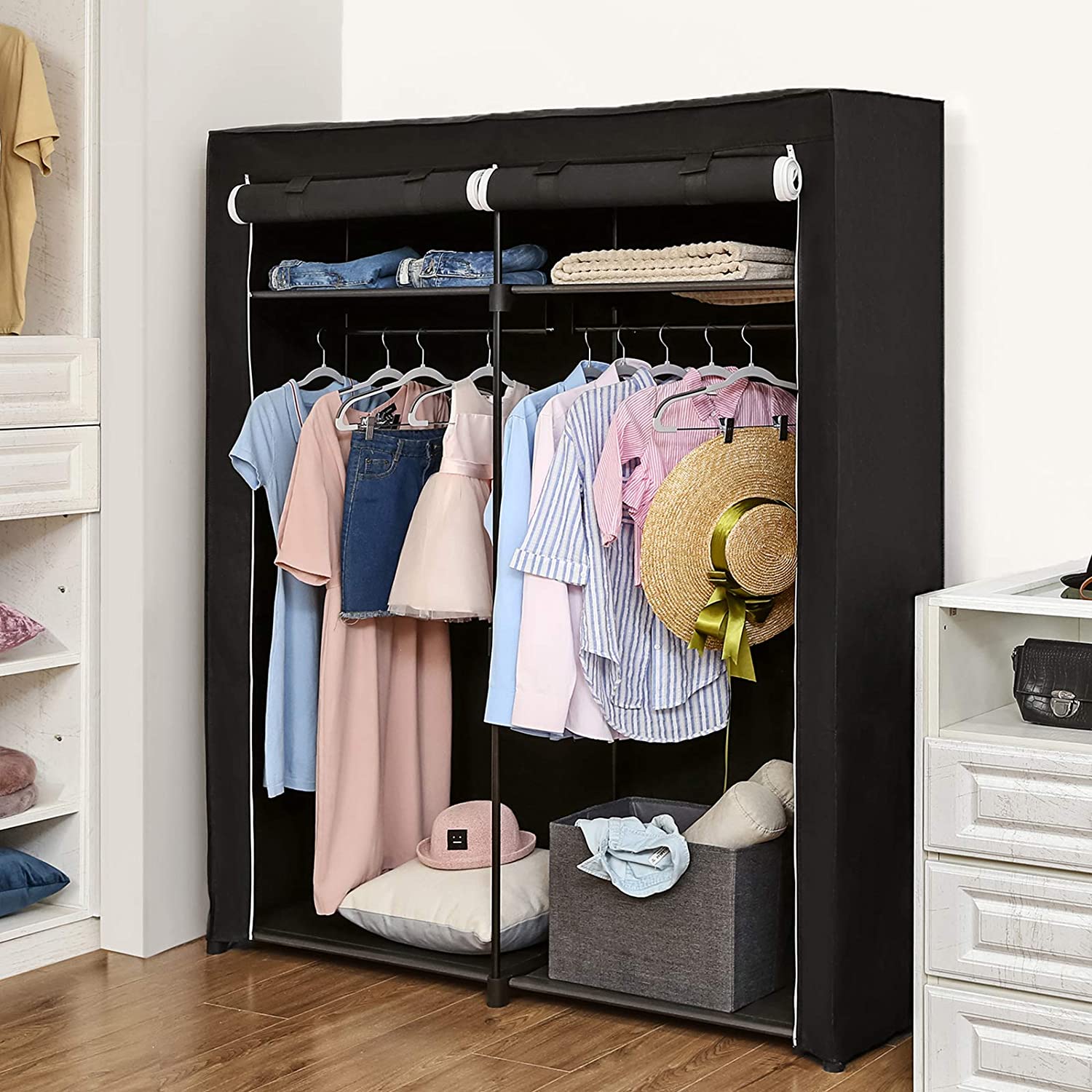 Ormar od tkanine, mobilni ormar, 140 x 43 x 174 cm, crni | SONGMICS-vitahome.hr