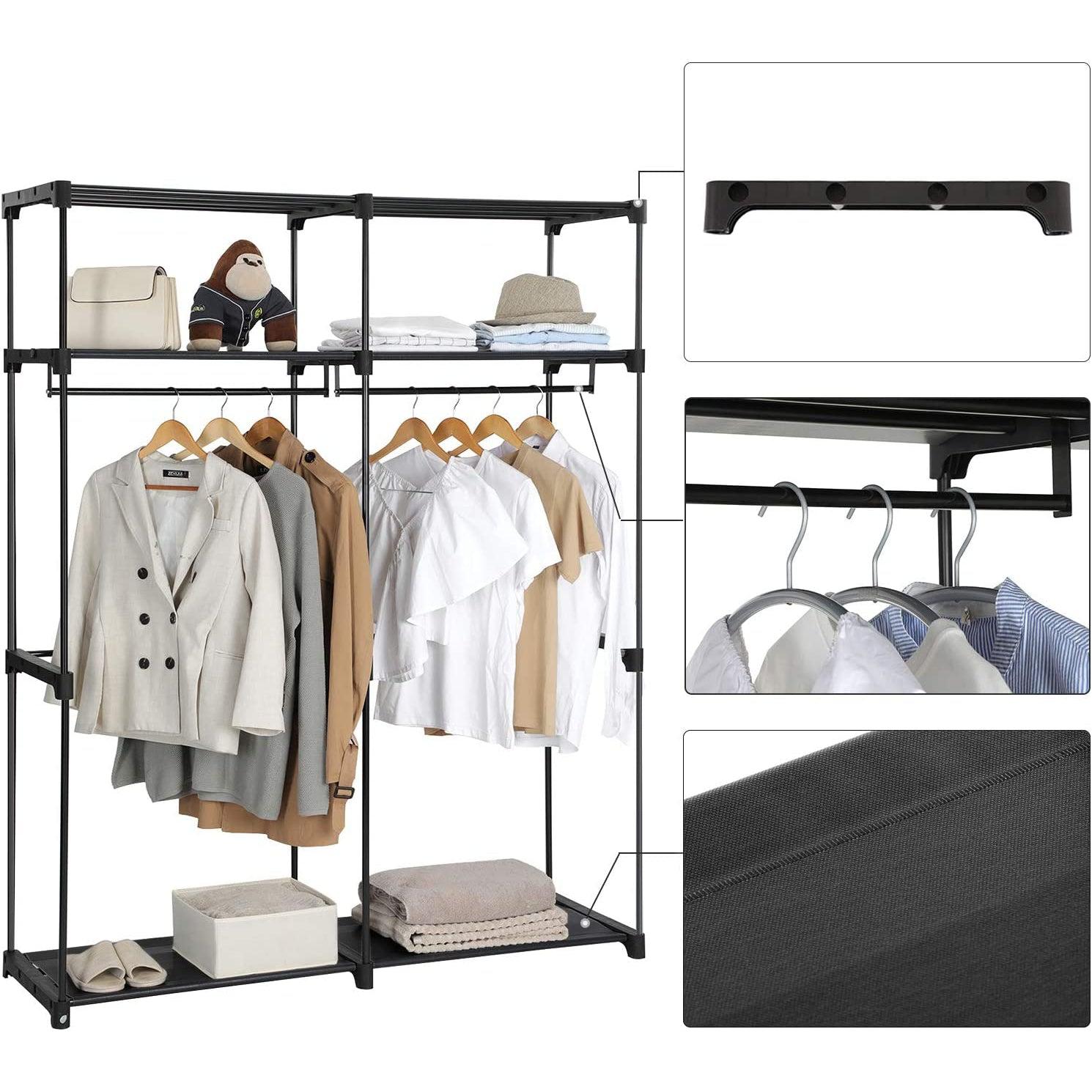 Ormar od tkanine, mobilni ormar, 140 x 43 x 174 cm, crni | SONGMICS-vitahome.hr