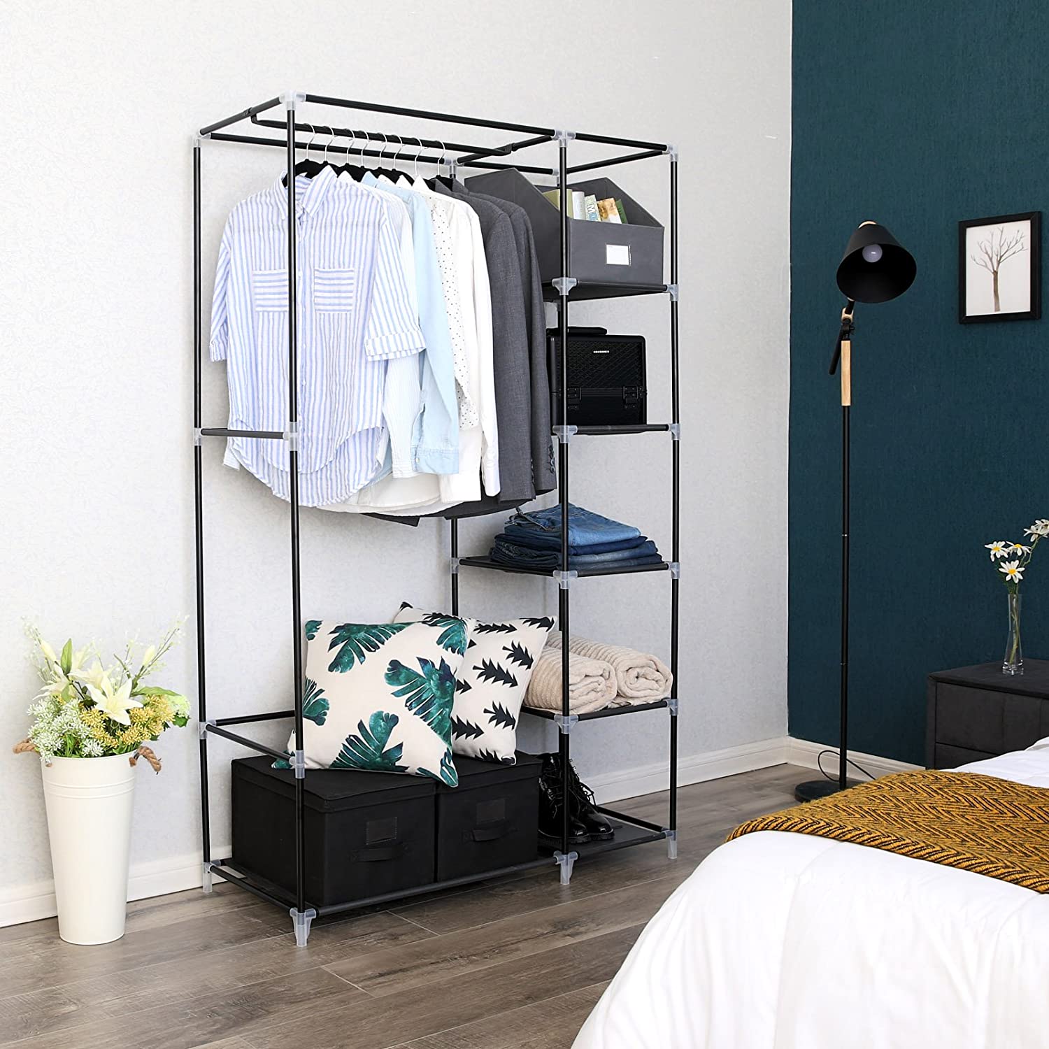 Ormar od tkanine, mobilni ormar sa šipkom za odjeću 110 x 175 x 45 cm, siva | SONGMICS-vitahome.hr
