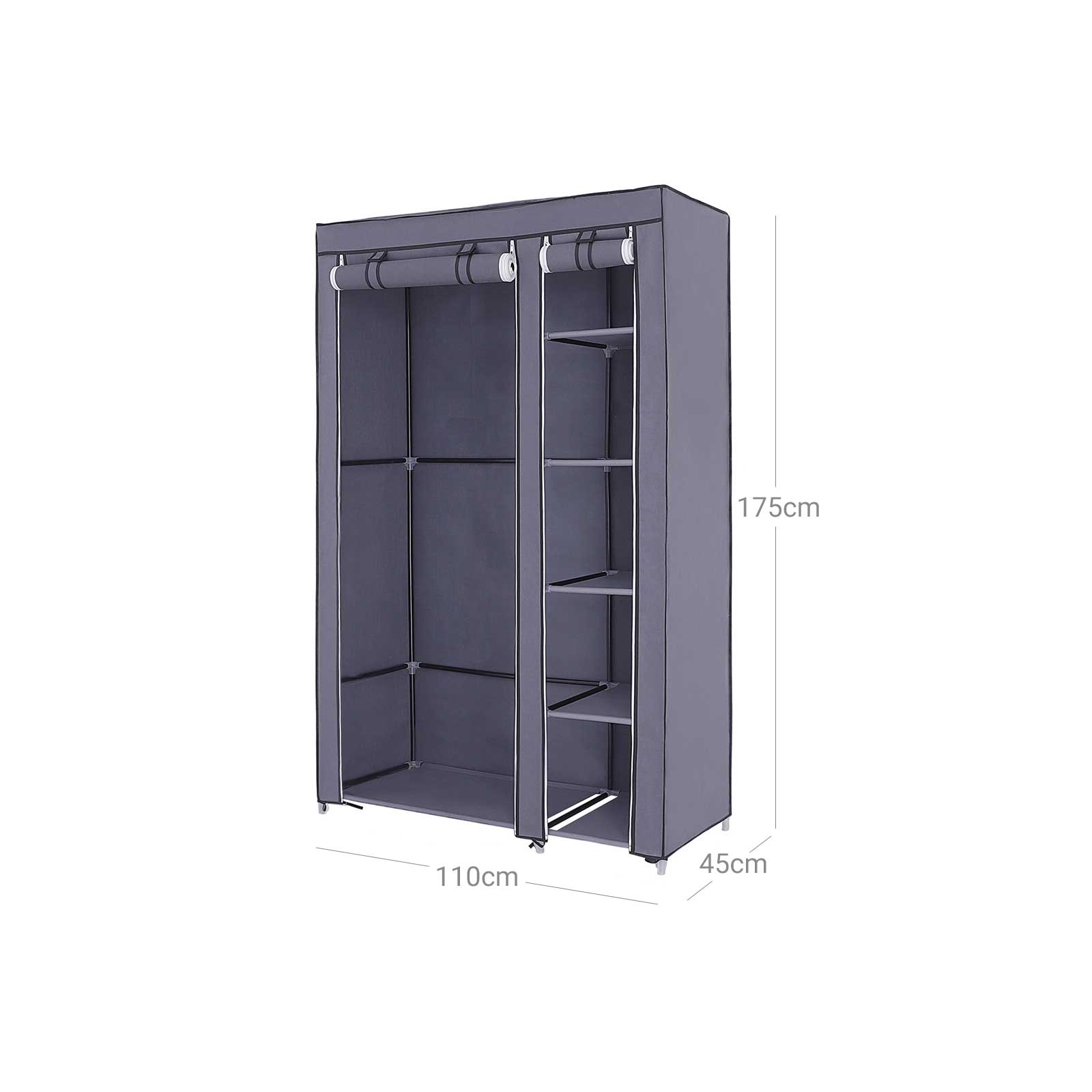 Ormar od tkanine, mobilni ormar sa šipkom za odjeću 110 x 175 x 45 cm, siva | SONGMICS-vitahome.hr