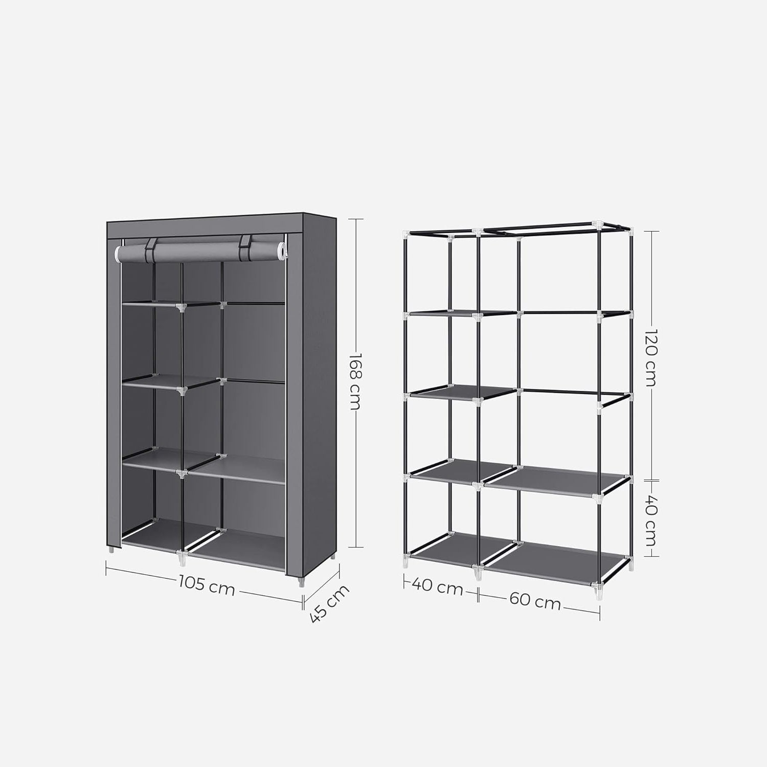 Ormar od tkanine, ormar sa 6 polica, siva | SONGMICS-vitahome.hr