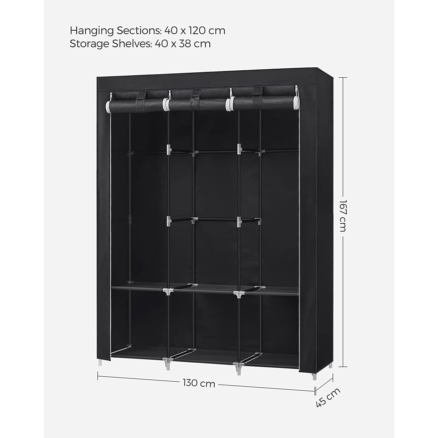 Ormar, prijenosni ormar s presvlakom, crni | SONGMICS-vitahome.hr