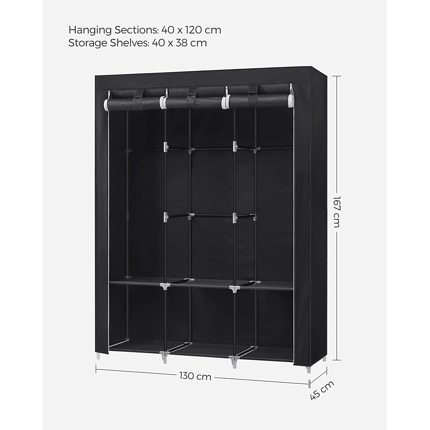 Ormar, prijenosni ormar s presvlakom, crni | SONGMICS-vitahome.hr