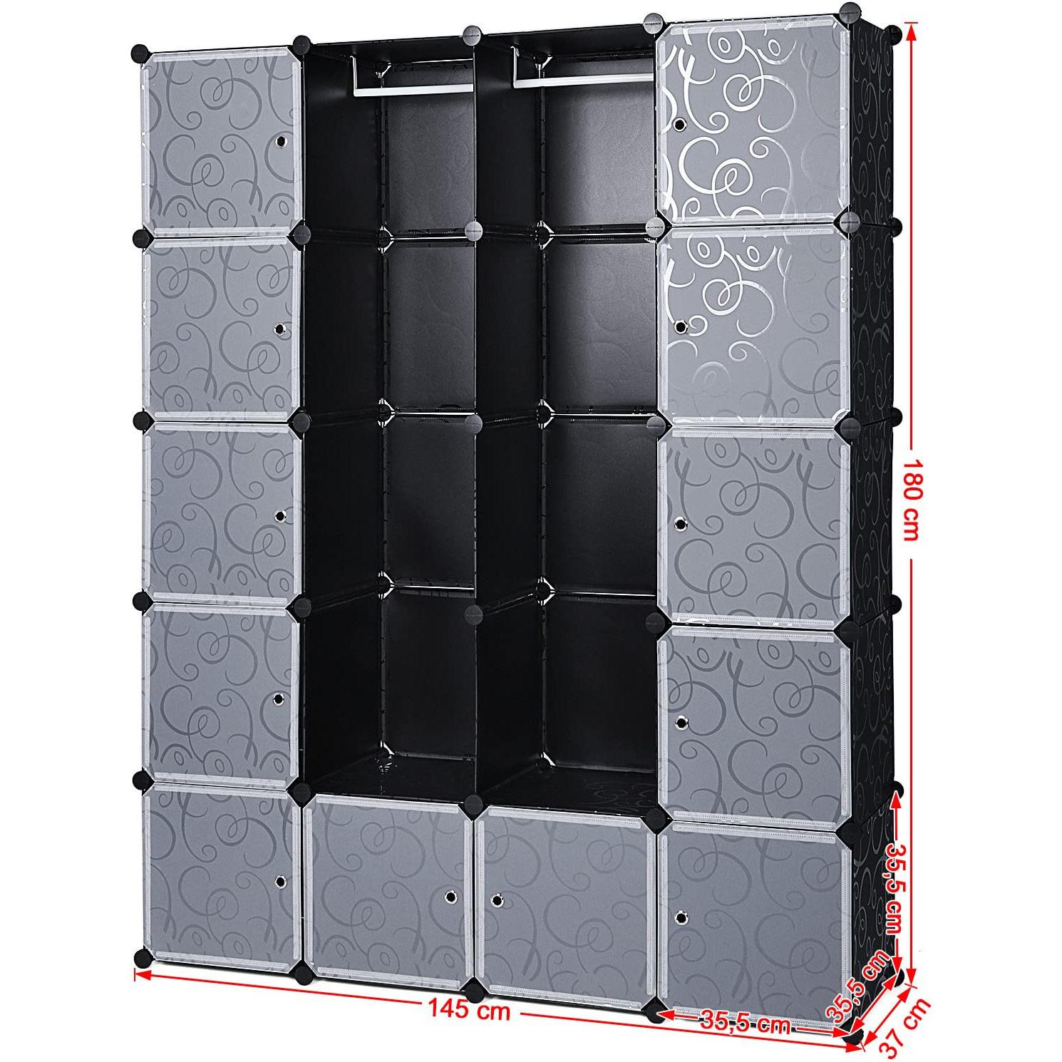 Ormar s 2 šipke za odjeću, modularni kombinirani ormar, 143 x 36 x 178 cm | SONGMICS-vitahome.hr