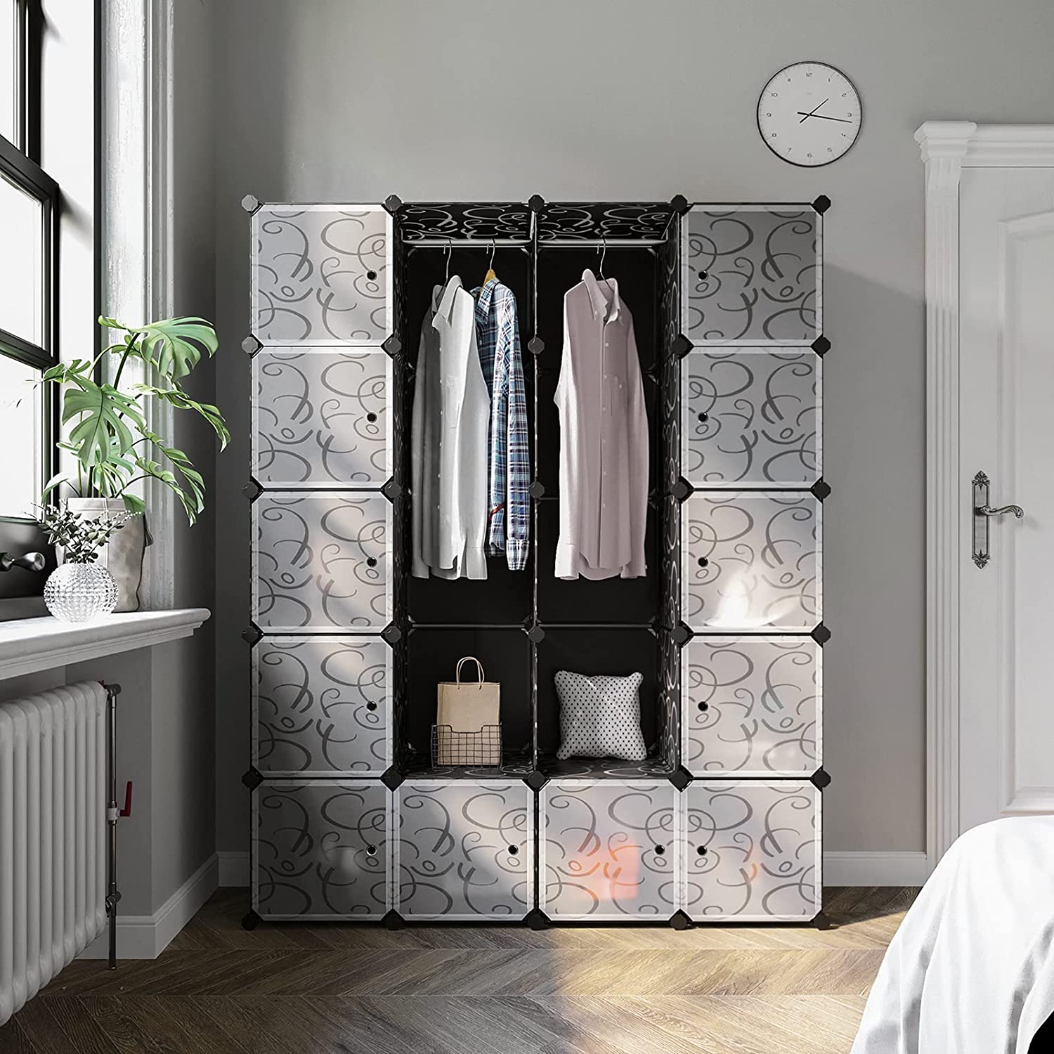 Ormar s 2 šipke za odjeću, modularni kombinirani ormar, 143 x 36 x 178 cm | SONGMICS-vitahome.hr