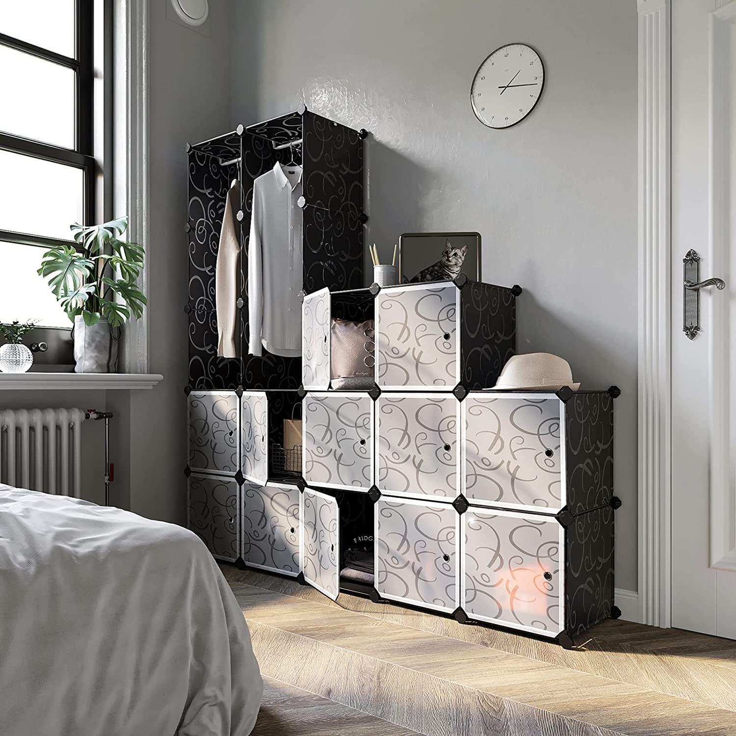 Ormar s 2 šipke za odjeću, modularni kombinirani ormar, 143 x 36 x 178 cm | SONGMICS-vitahome.hr