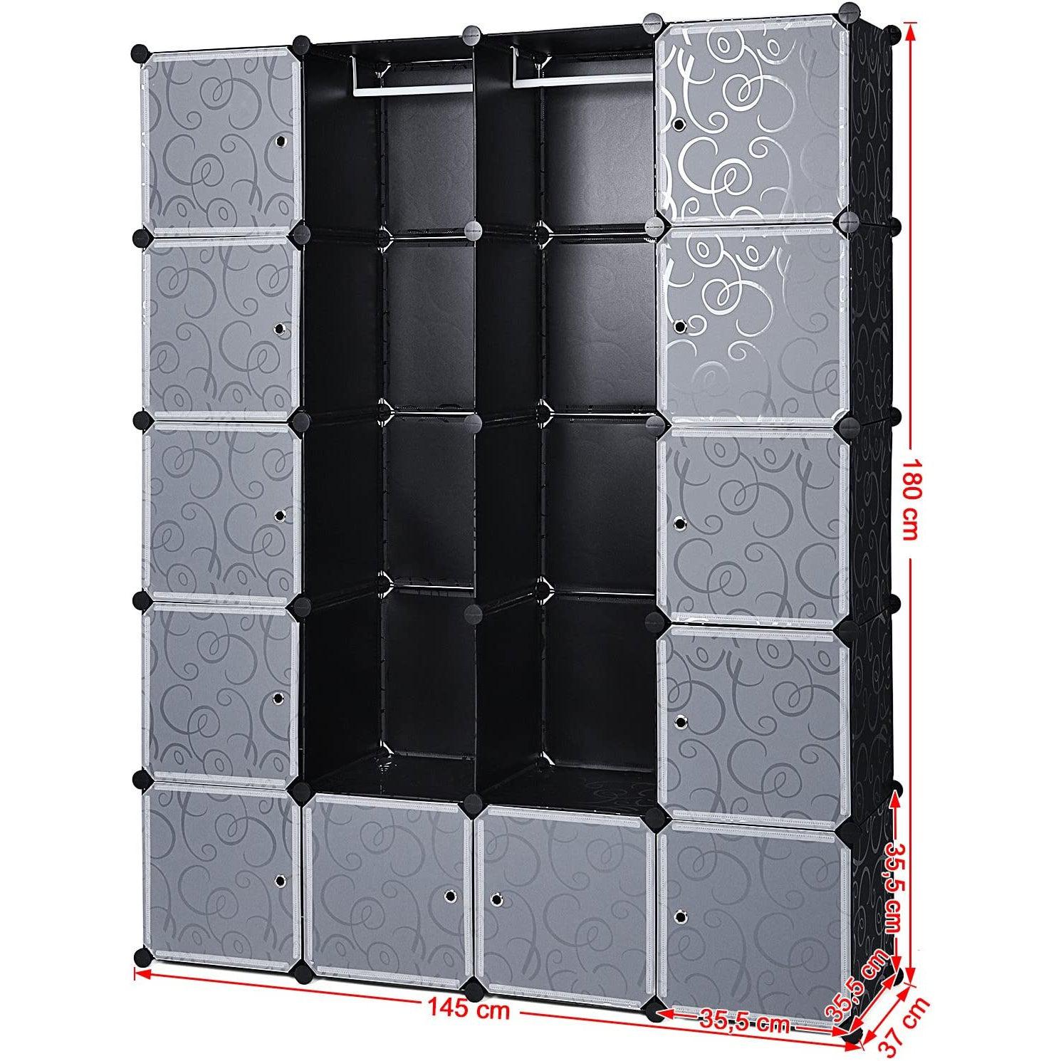 Ormar s 2 šipke za odjeću, modularni kombinirani ormar, 143 x 36 x 178 cm | SONGMICS-vitahome.hr