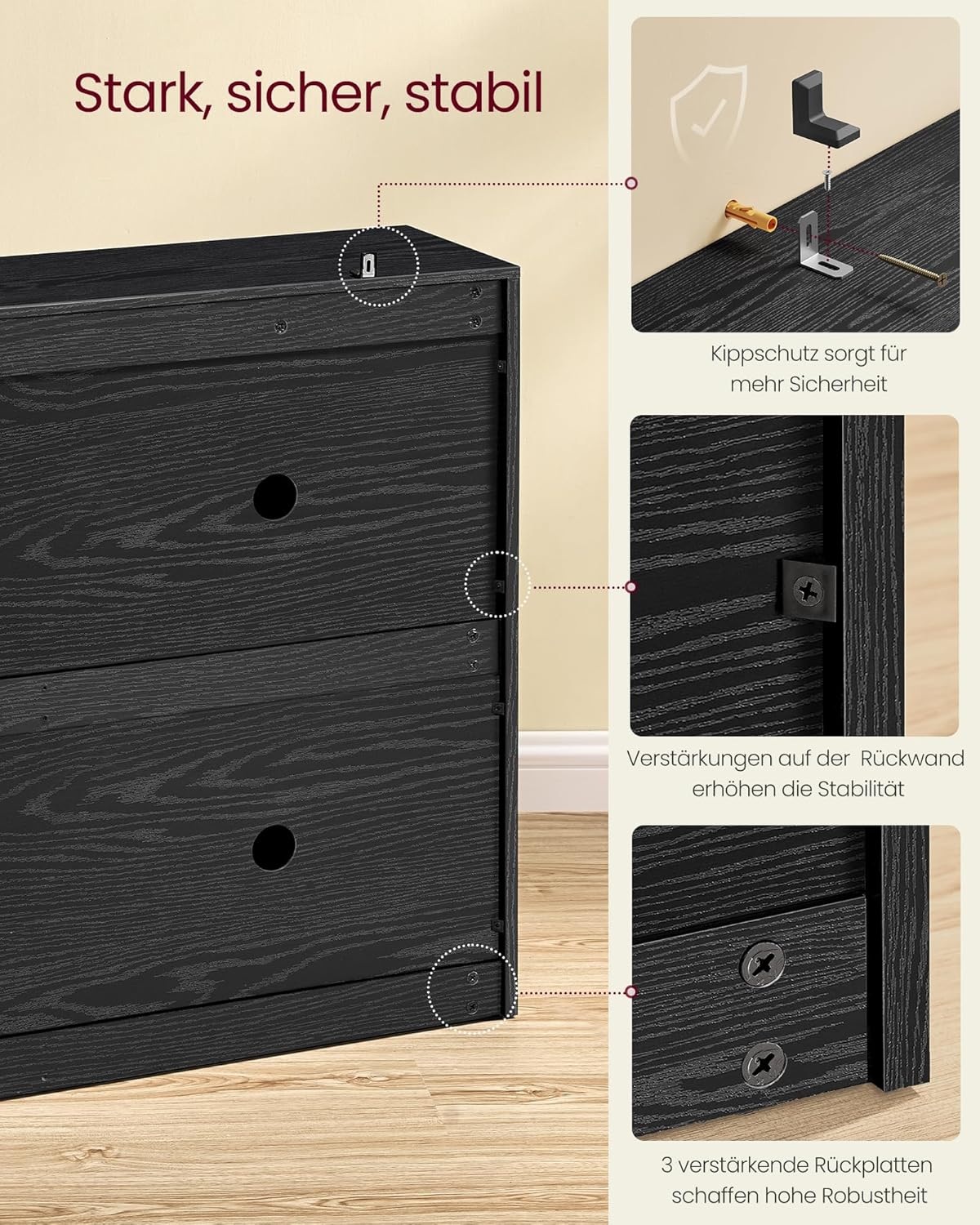 Ormar za 16–28 pari cipela, 24 x 105,5 x 82,7 cm, crna boja ebanovine | VASAGLE-VASAGLE-Vita Home