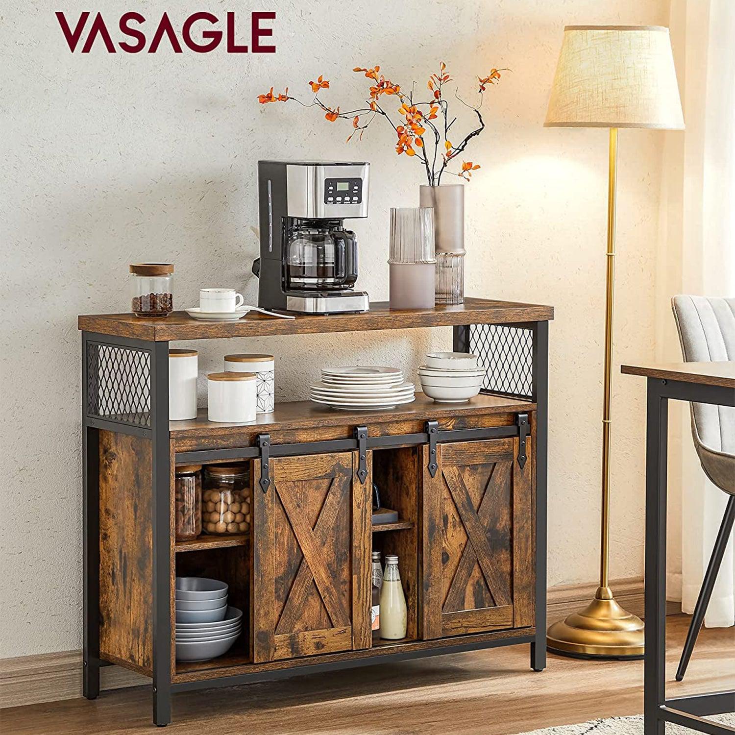 Ormar za blagovaonicu, kuhinjska komoda s kliznim vratima, vintage smeđa | VASAGLE-vitahome.hr