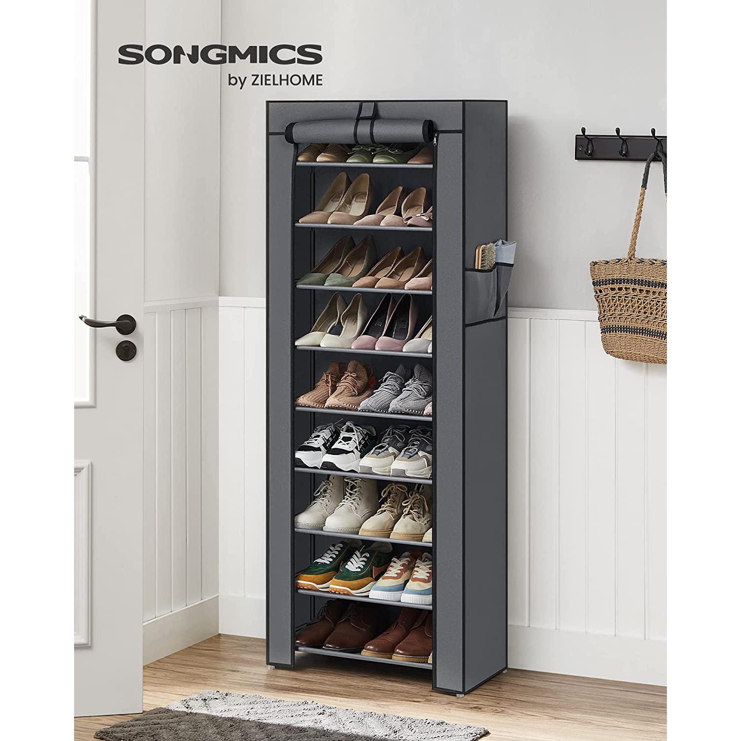 Ormar za cipele na 10 razina, za do 27 pari cipela, 58 x 28 x 160 cm Siva | SONGMICS-vitahome.hr
