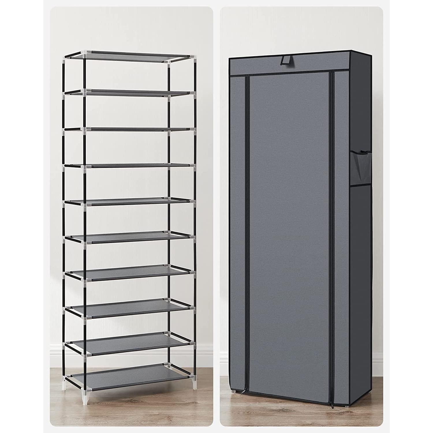Ormar za cipele na 10 razina, za do 27 pari cipela, 58 x 28 x 160 cm Siva | SONGMICS-vitahome.hr