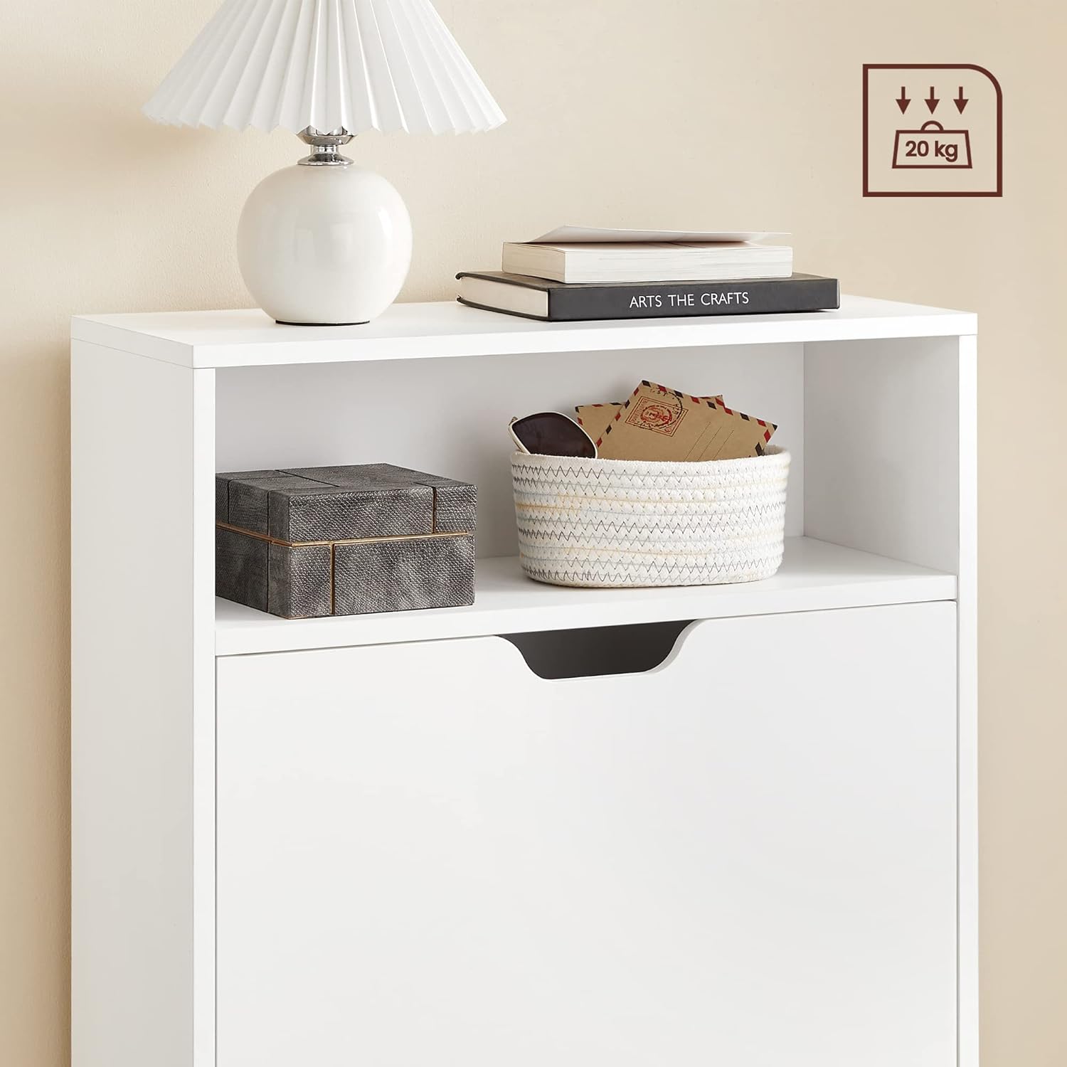 Ormar za cipele s 2 pretinca, 60 x 24 x 102 cm, bijele boje | VASAGLE-vitahome.hr