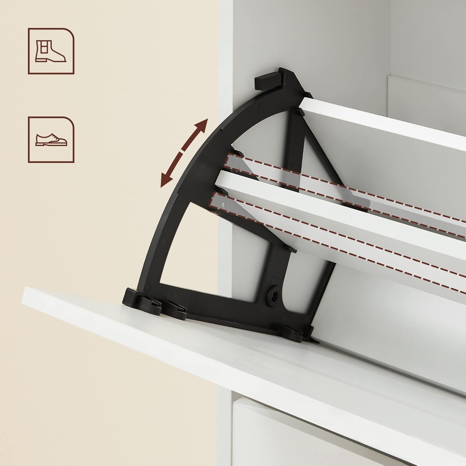 Ormar za cipele s 2 pretinca, 60 x 24 x 102 cm, bijele boje | VASAGLE-vitahome.hr