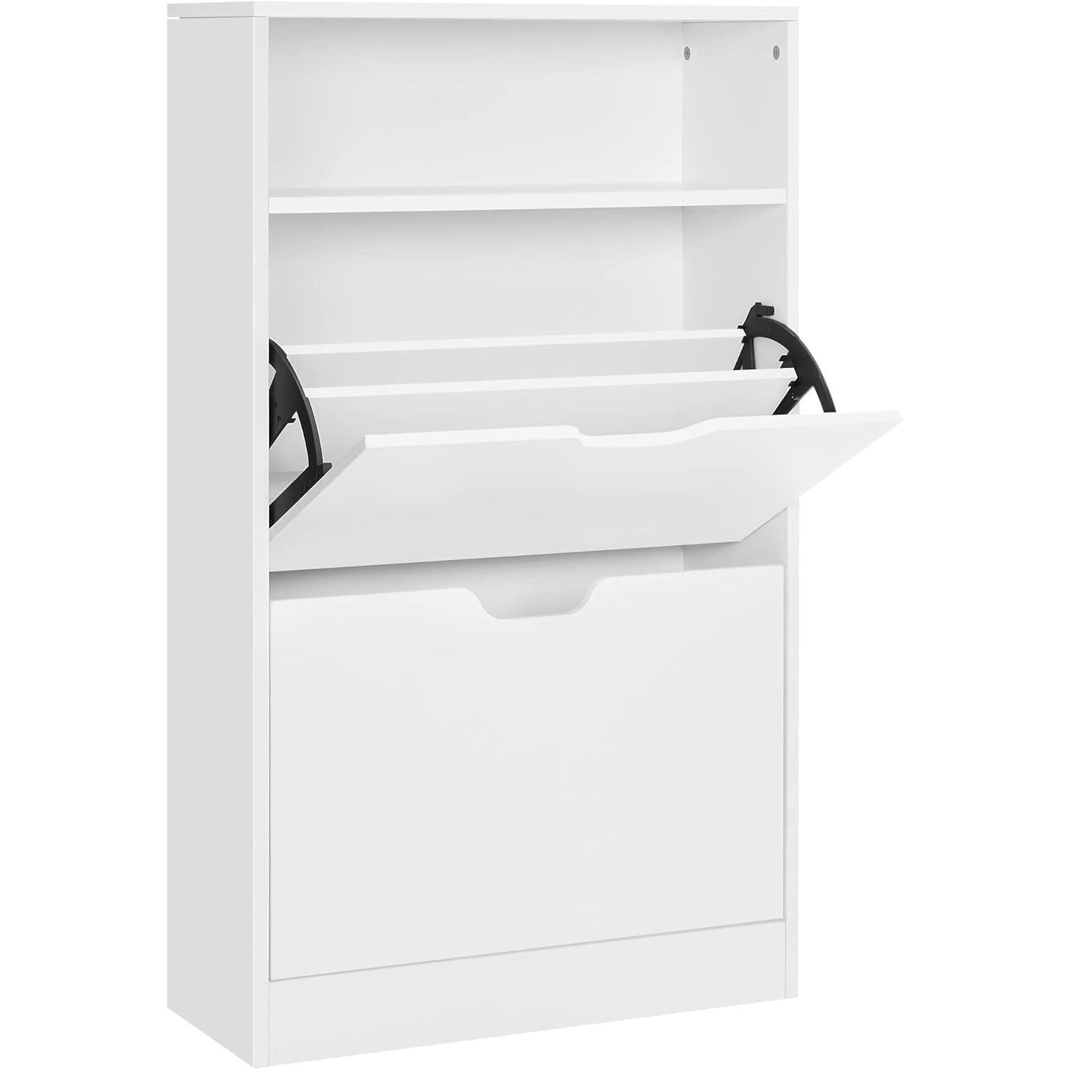 Ormar za cipele s 2 pretinca, 60 x 24 x 102 cm, bijele boje | VASAGLE-vitahome.hr