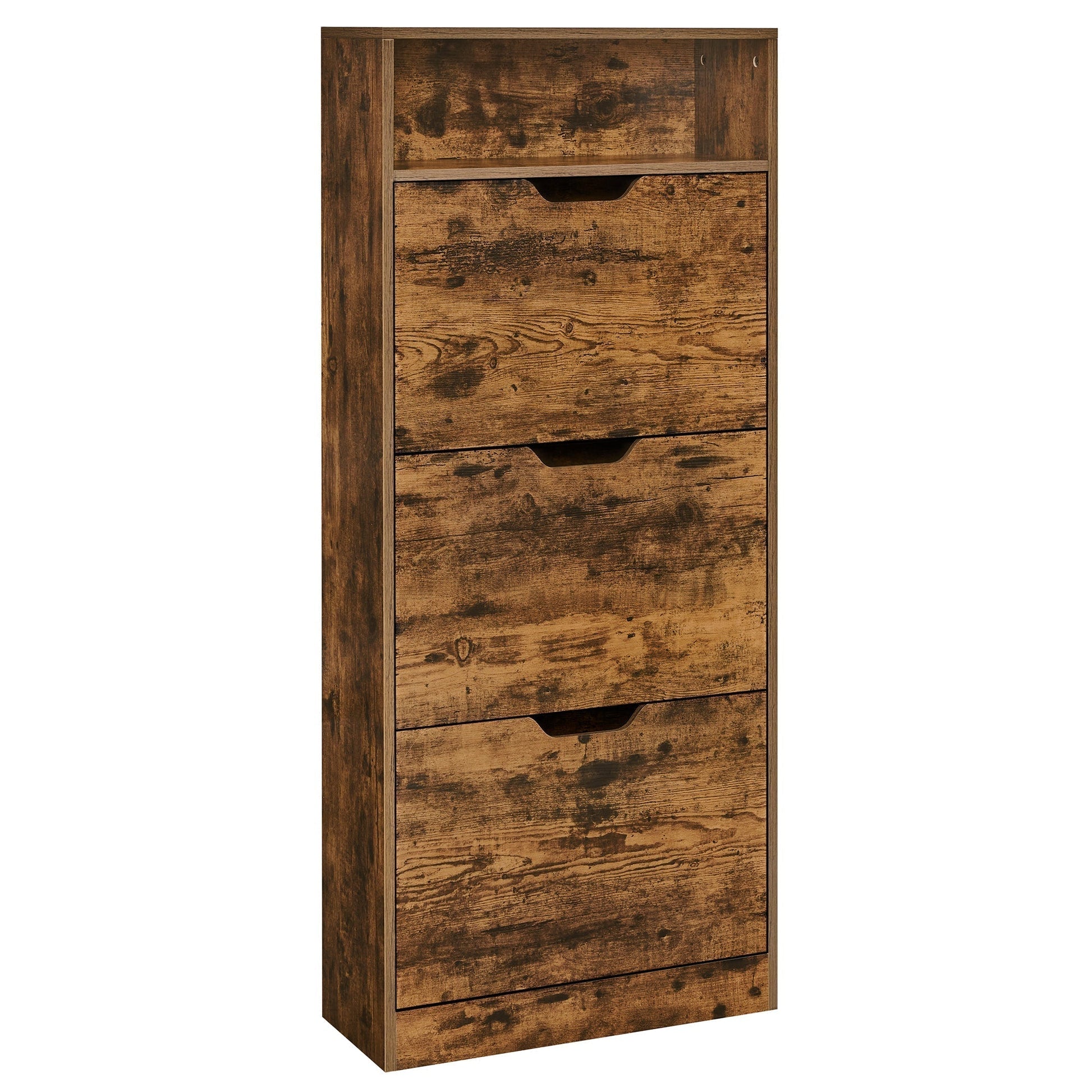 Ormar za cipele s 3 preklopna vrata, 24 x 60 x 139 cm, rustikalno smeđi | VASAGLE-vitahome.hr