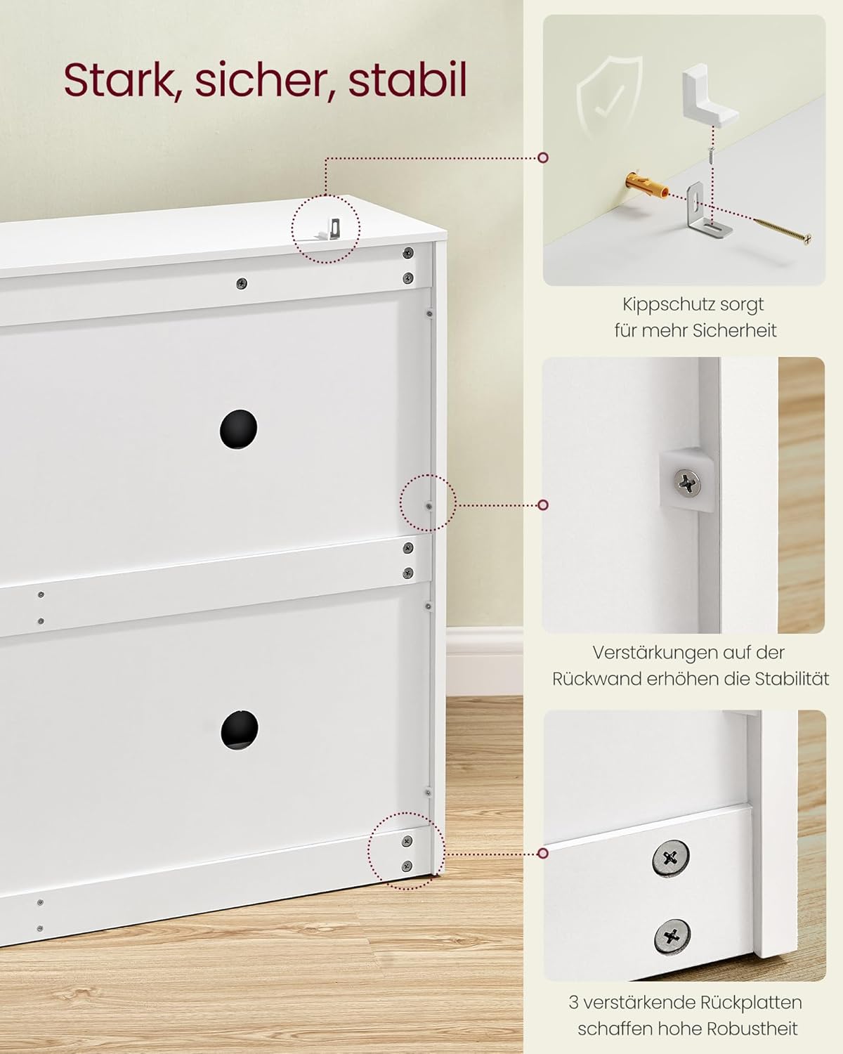 Ormar za cipele s 4 ladice, 24 x 105,5 x 82,7 cm, bijele boje | VASAGLE-VASAGLE-Vita Home