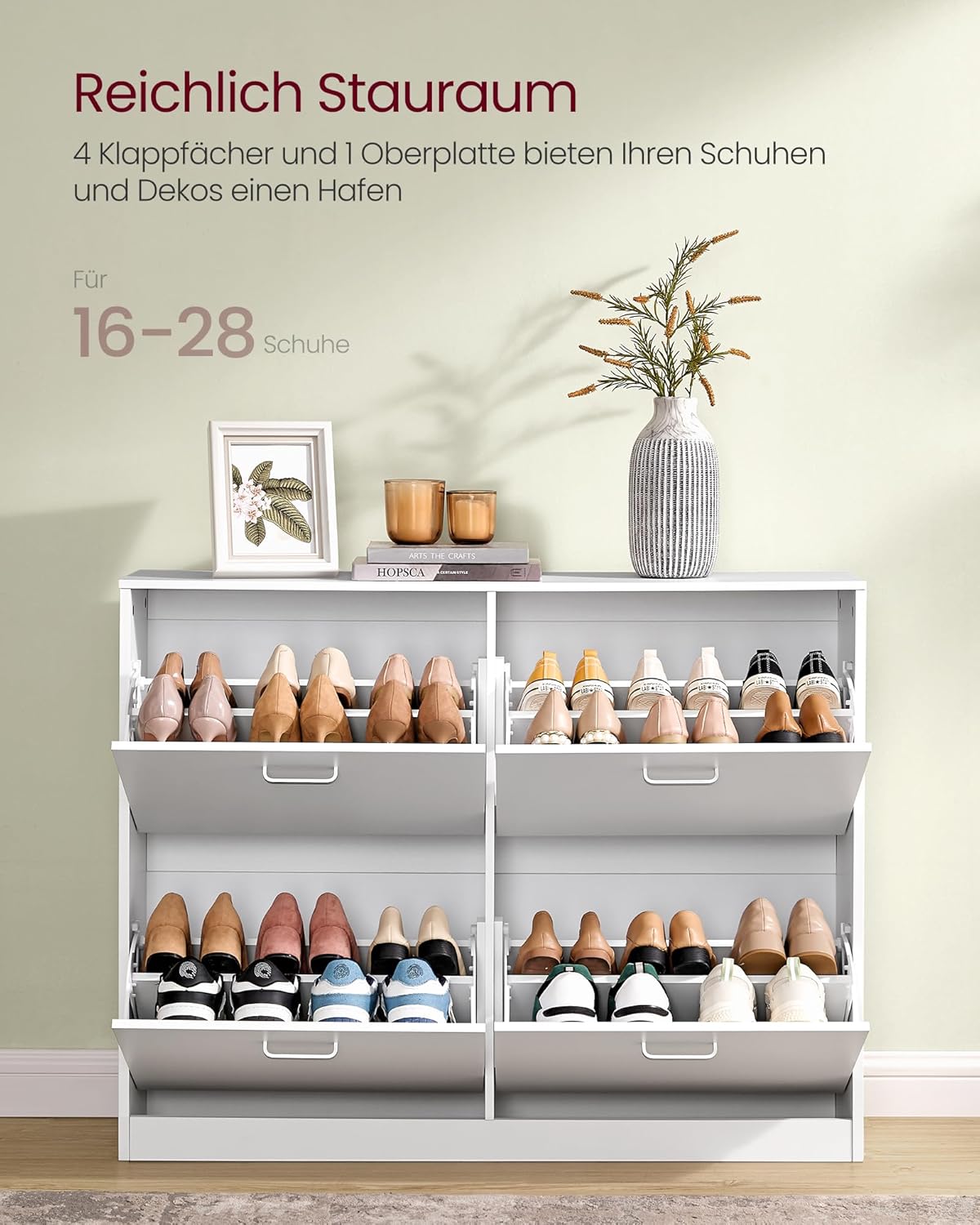 Ormar za cipele s 4 ladice, 24 x 105,5 x 82,7 cm, bijele boje | VASAGLE-VASAGLE-Vita Home