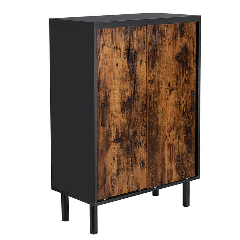 Ormar za cipele s kliznim vratima 70x100x35 cm, rustično smeđi i crni | VASAGLE-vitahome.hr