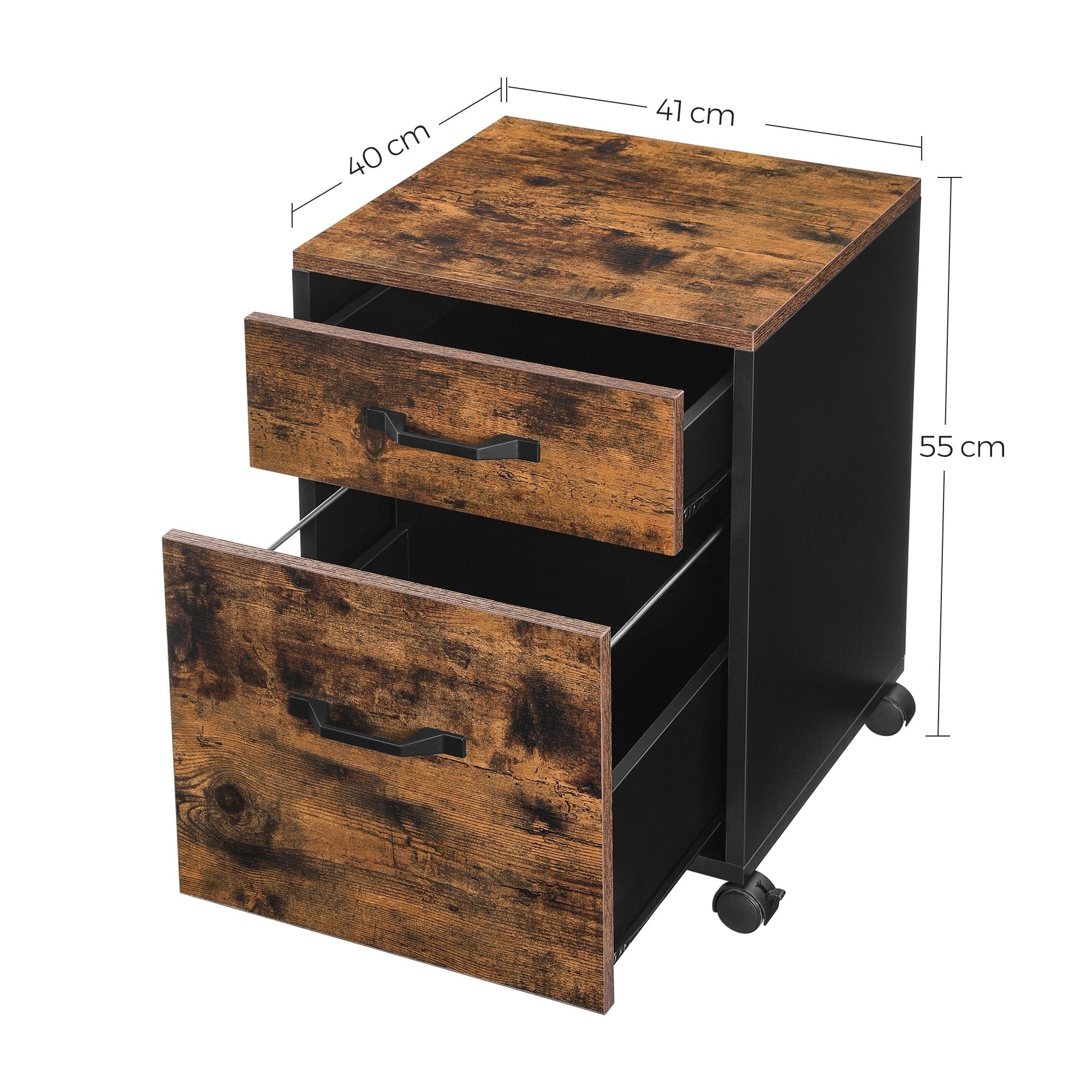 ormar za dokumente s 2 ladice 41 x 55 x 40 cm, rustikalno smeđa | Vasagle-vitahome.hr
