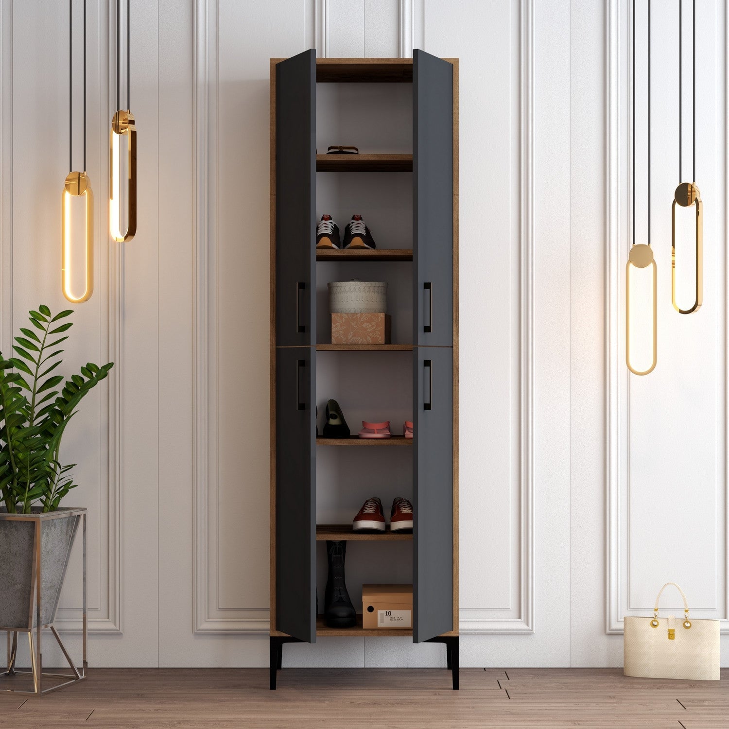 Ormar za obuću Berlin A - Walnut, Anthracite | AG-vitahome.hr