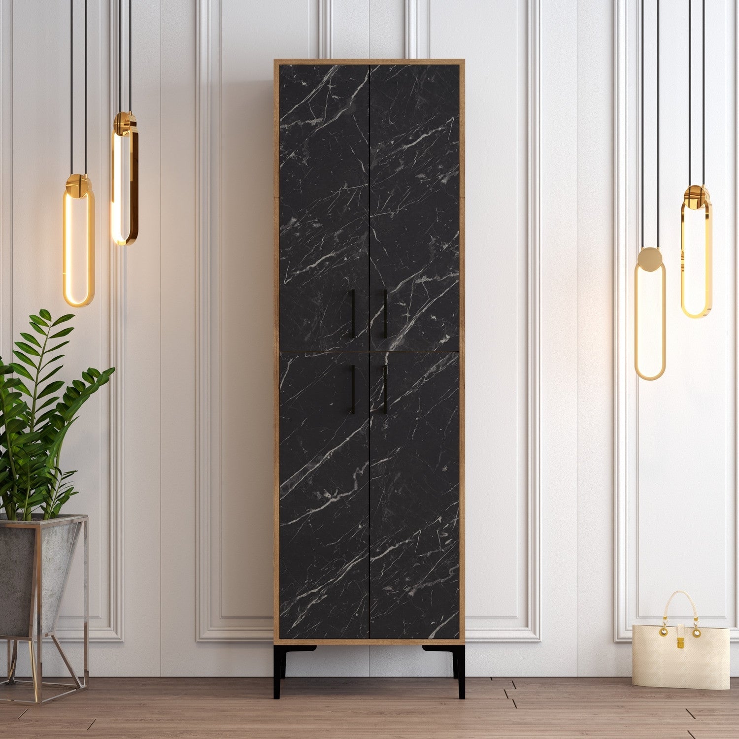 Ormar za obuću Berlin A - Walnut, Black Marble | AG-vitahome.hr