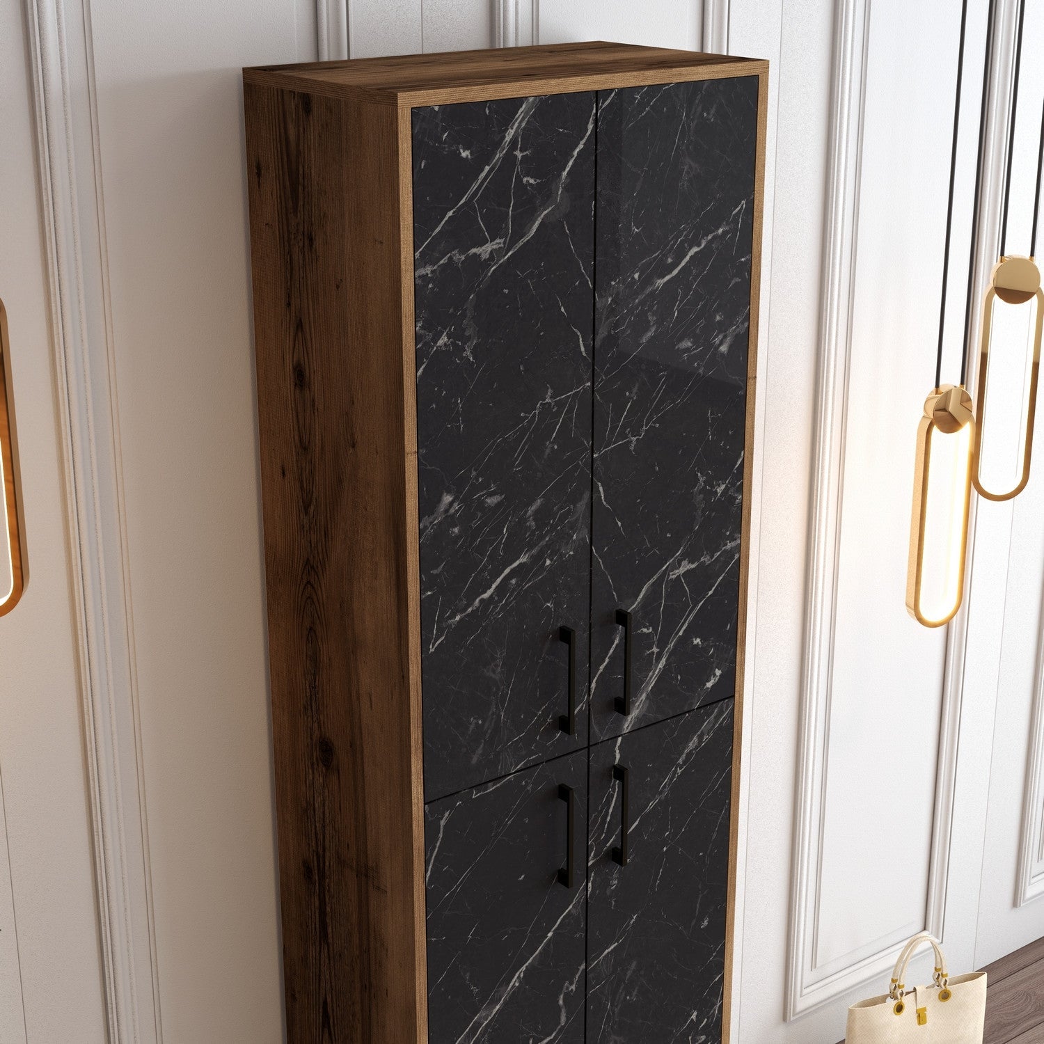 Ormar za obuću Berlin A - Walnut, Black Marble | AG-vitahome.hr