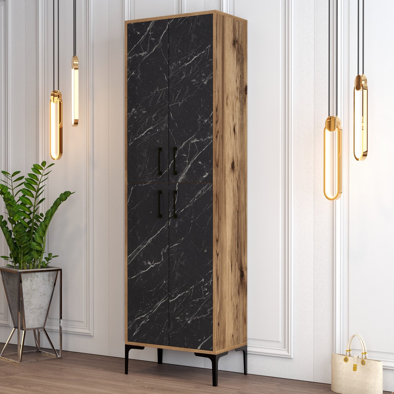 Ormar za obuću Berlin A - Walnut, Black Marble | AG-vitahome.hr