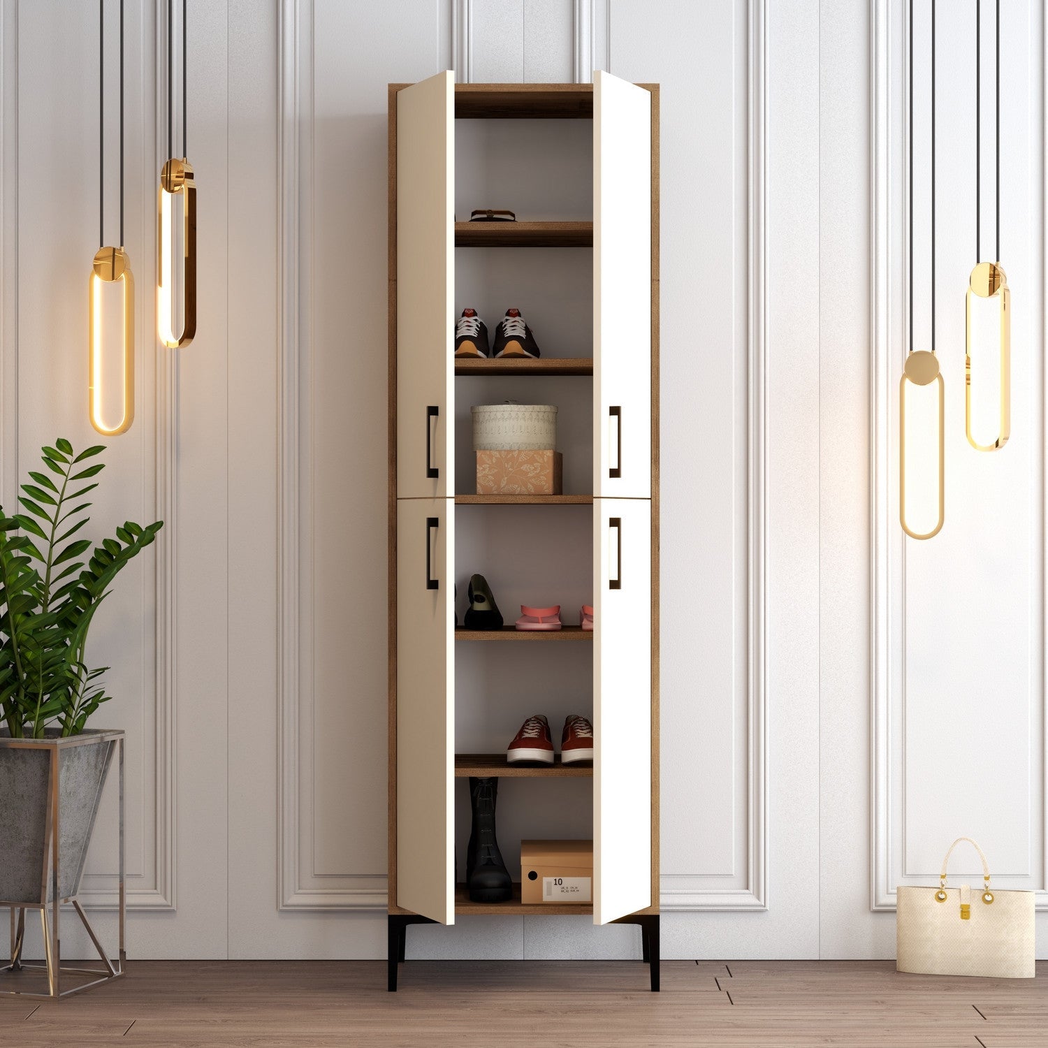 Ormar za obuću Berlin A - Walnut, Cream | AG-vitahome.hr