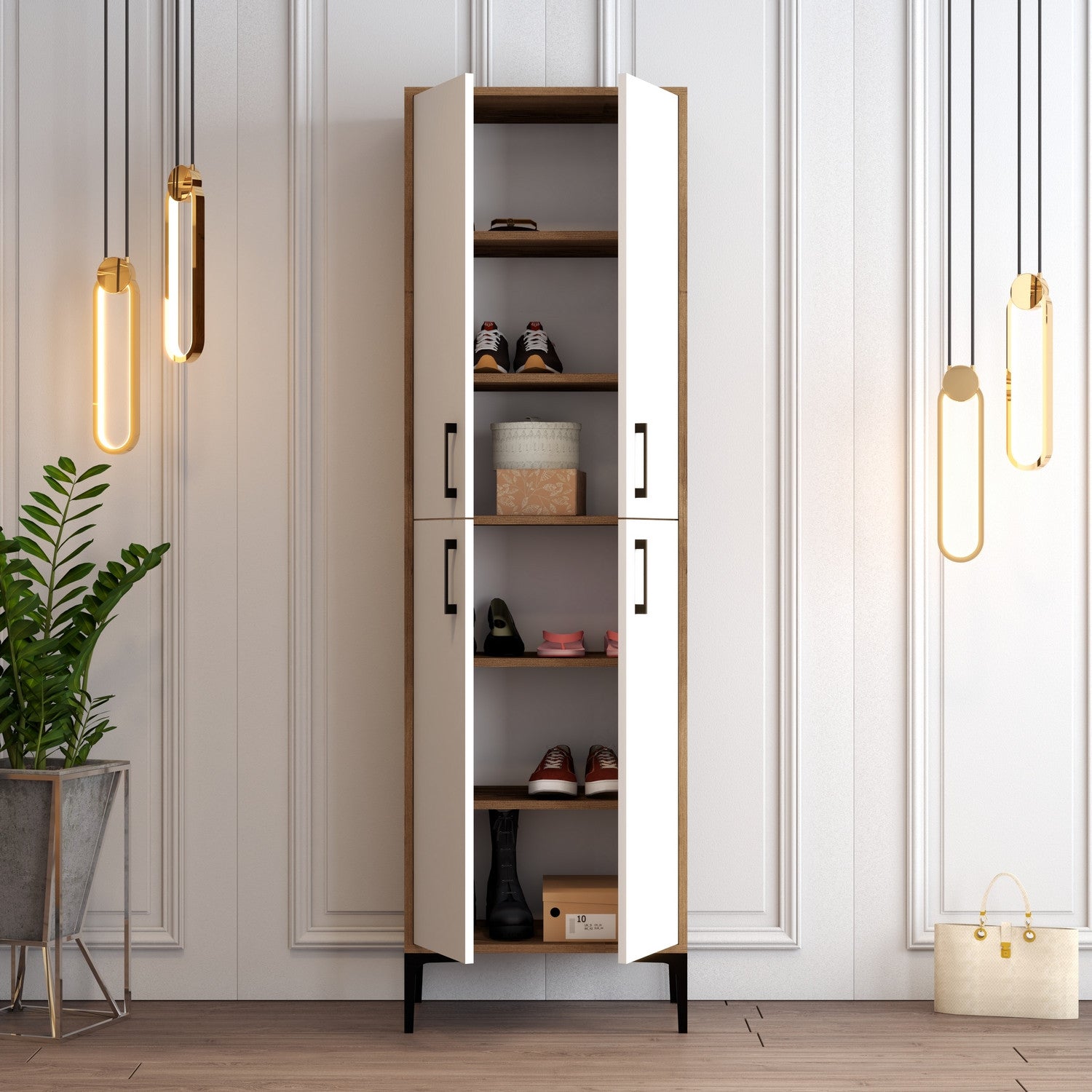 Ormar za obuću Berlin A - Walnut, White | AG-vitahome.hr
