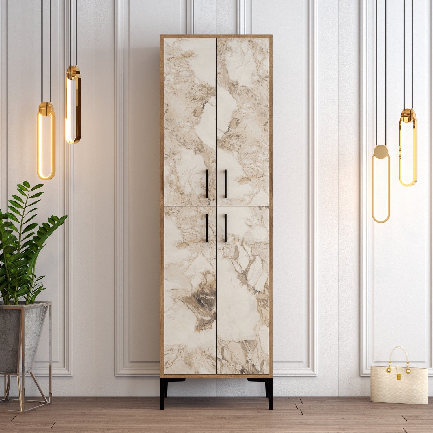 Ormar za obuću Berlin A - Walnut, White Marble | AG-vitahome.hr