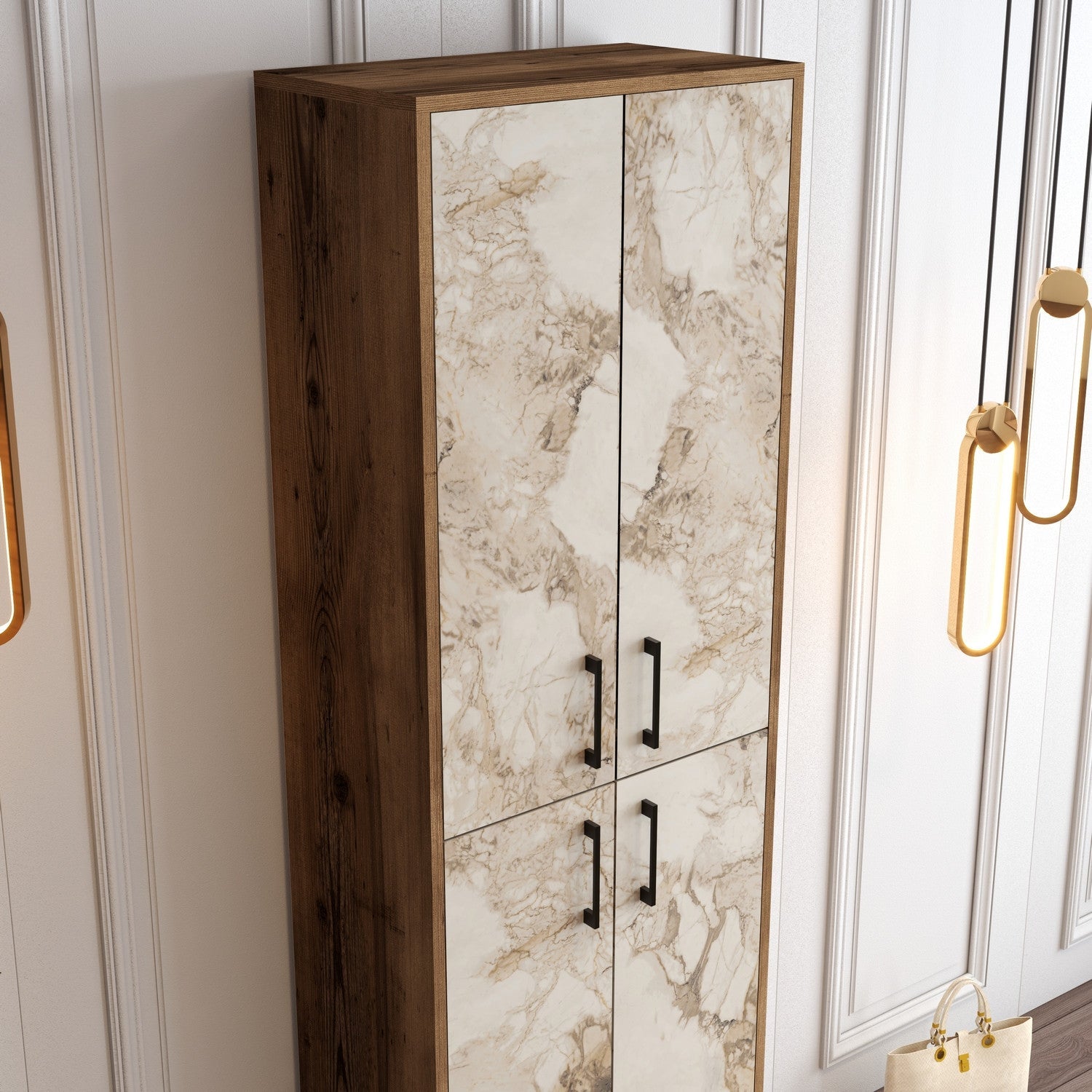 Ormar za obuću Berlin A - Walnut, White Marble | AG-vitahome.hr
