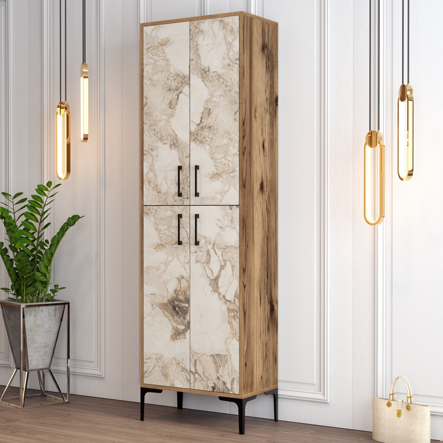 Ormar za obuću Berlin A - Walnut, White Marble | AG-vitahome.hr