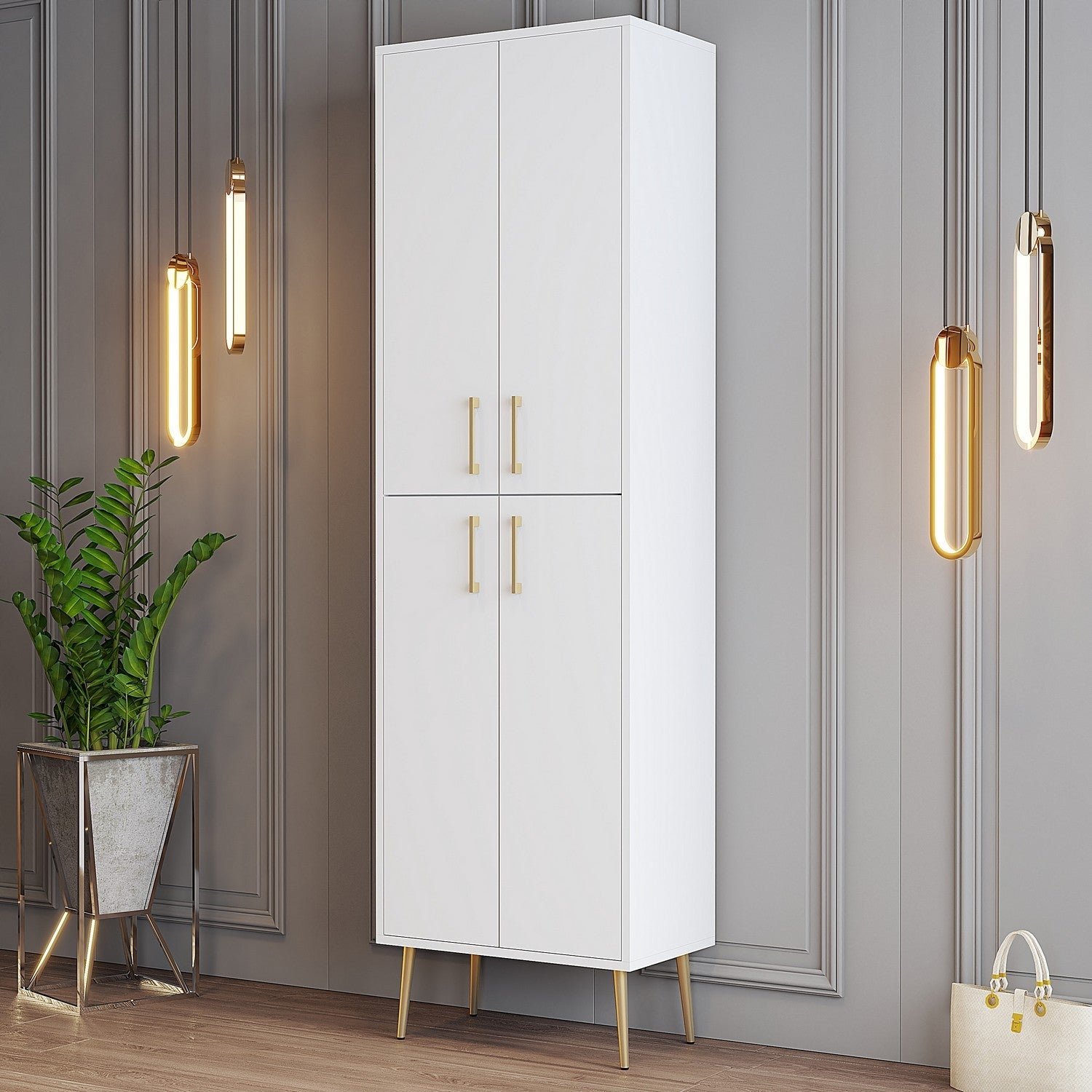 Ormar za obuću Berlin A - White, Gold | AG-vitahome.hr