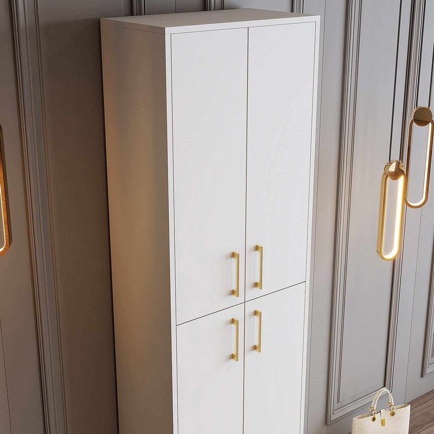 Ormar za obuću Berlin A - White, Gold | AG-vitahome.hr